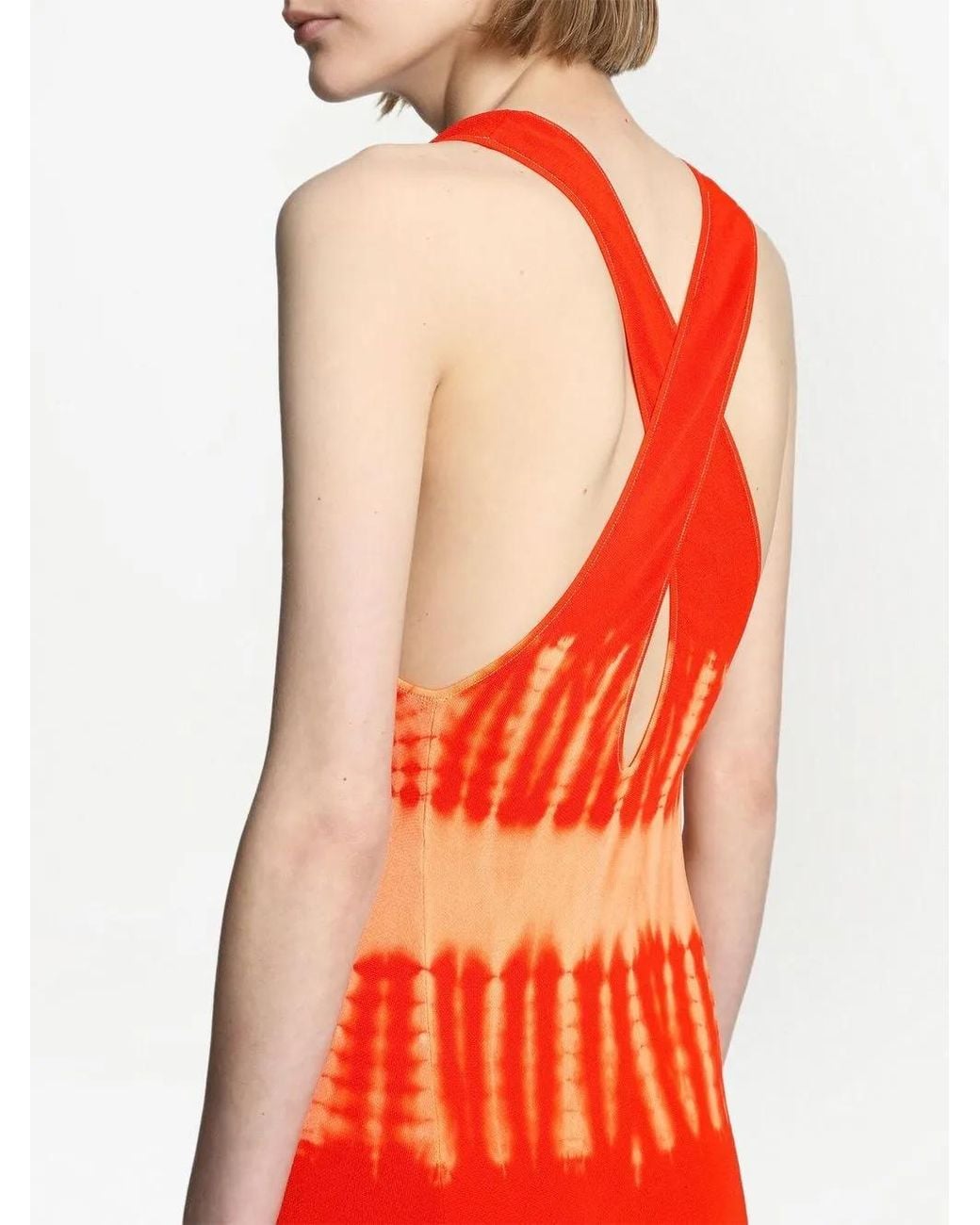 Proenza Schouler Red Robe En Maille À Imprimé Tie-Dye