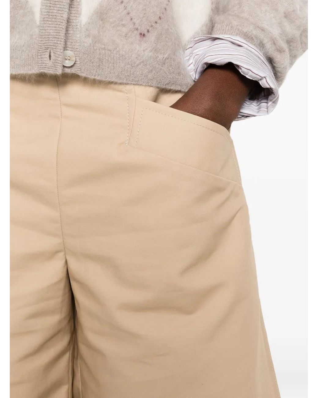 Ganni Natural Short À Poches Fendues