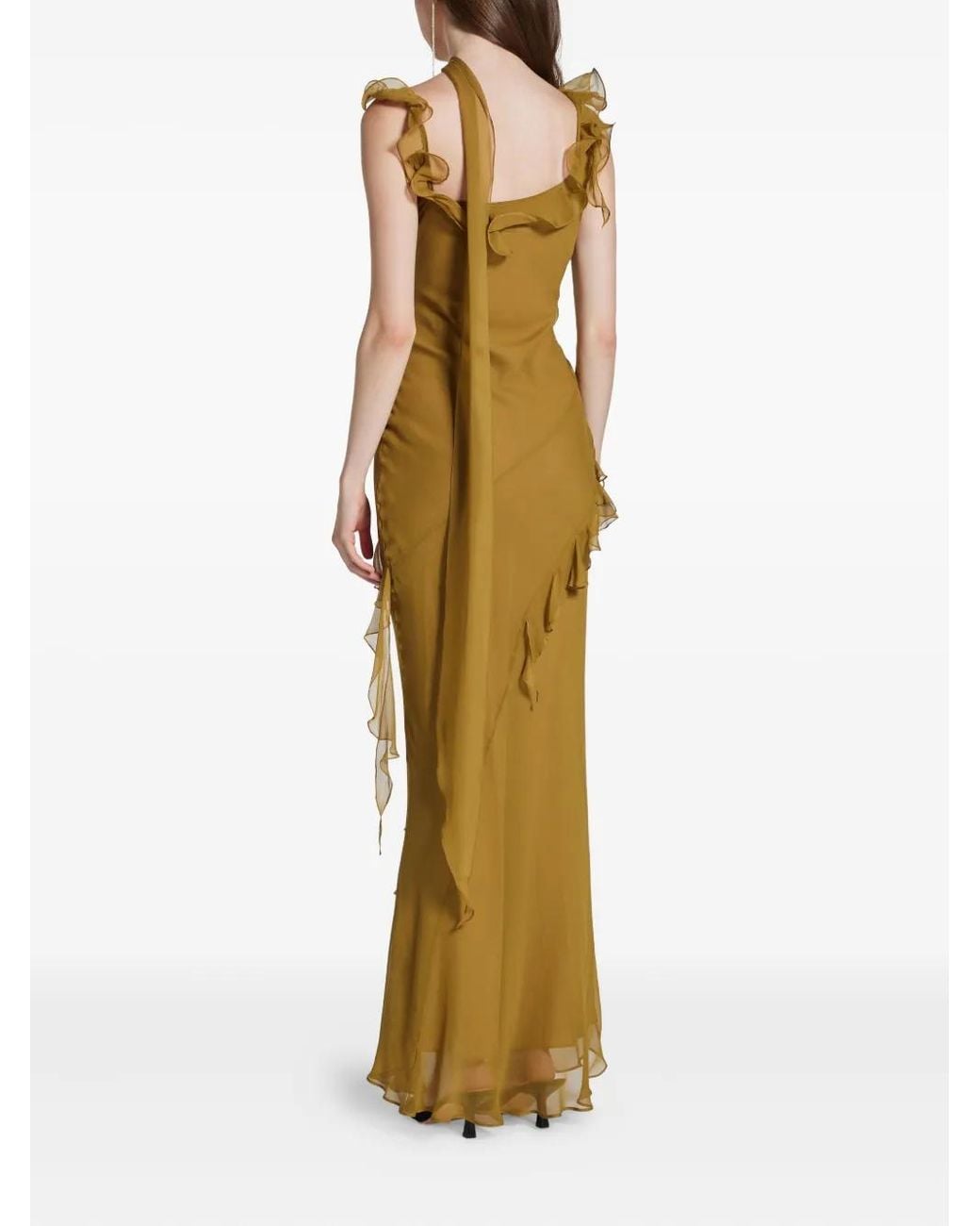 De La Vali Metallic Ruffled Dress