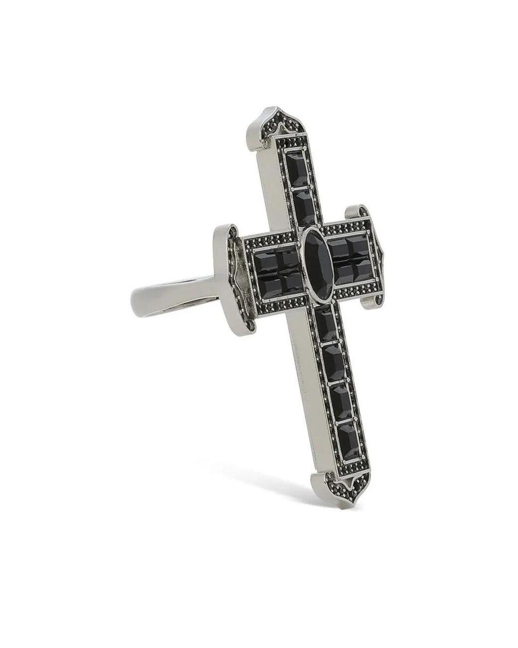 Dolce & Gabbana Metallic Cross Ring With Rhinestones