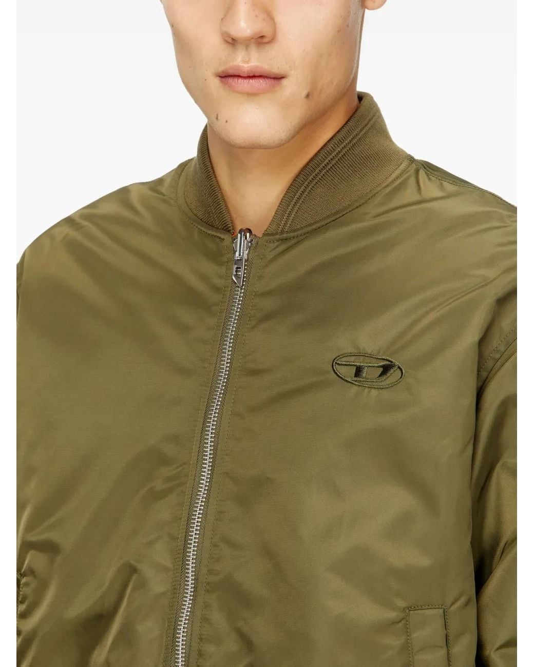 DIESEL Green Reversible Bomber Jacket for men