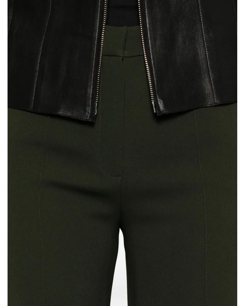 Elie Saab Green Pressed-Crease Trousers