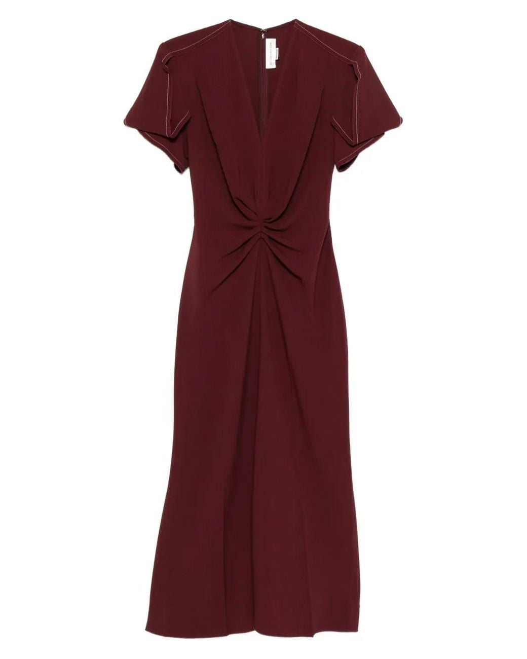 Victoria Beckham Red Eve Ruffle Midi Dress
