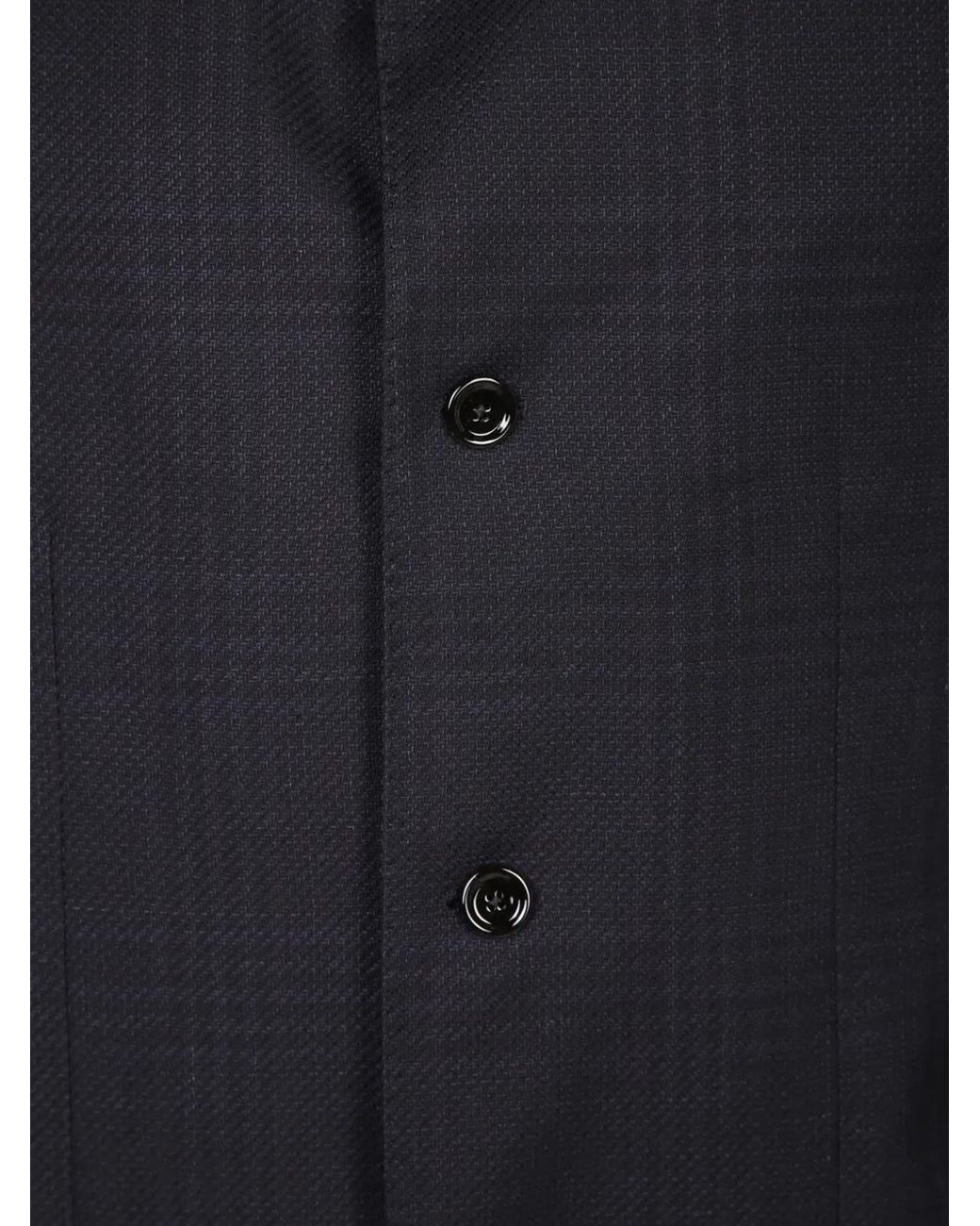 Lardini Blue Check-Pattern Mandarin-Collar Jacket for men