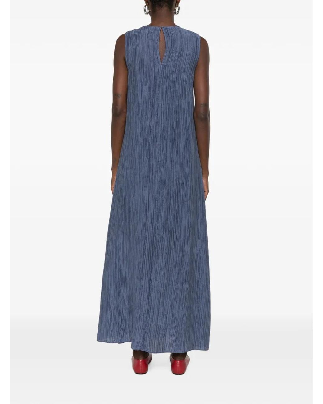 Joseph Blue Robe Longue À Effet Froissé