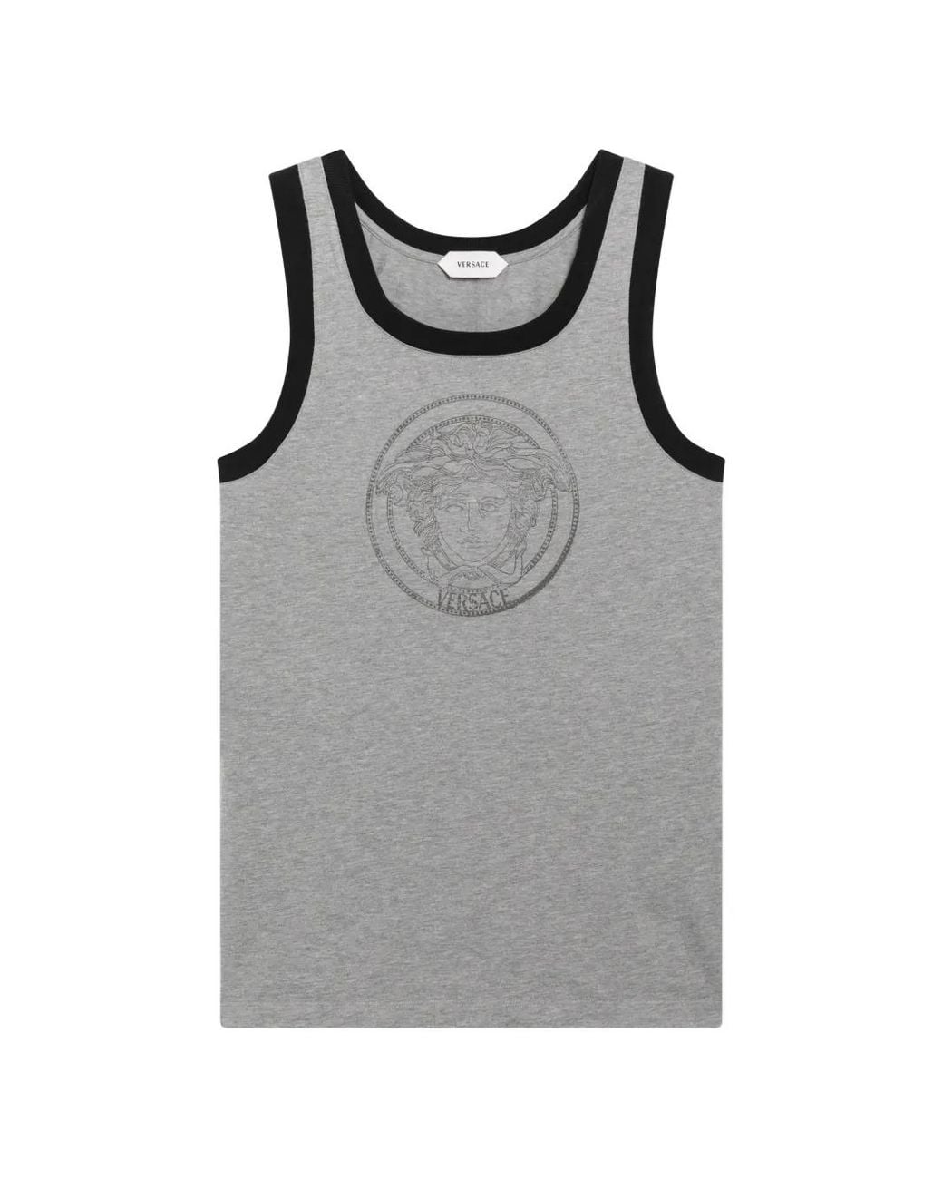 Versace Gray Medusa Printed Cotton-Jersey Tank Top