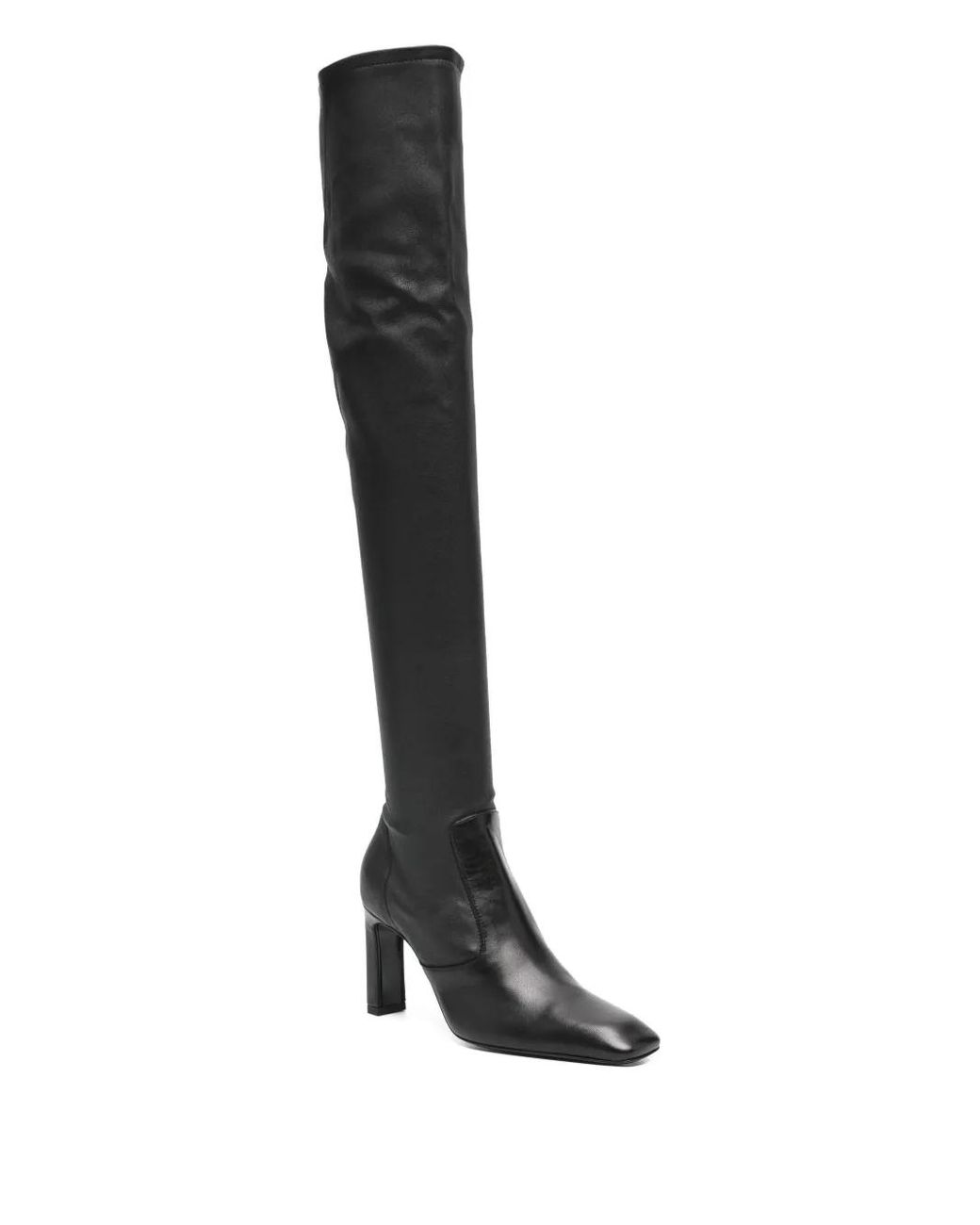 Totême Black Square Toe Leather Boots