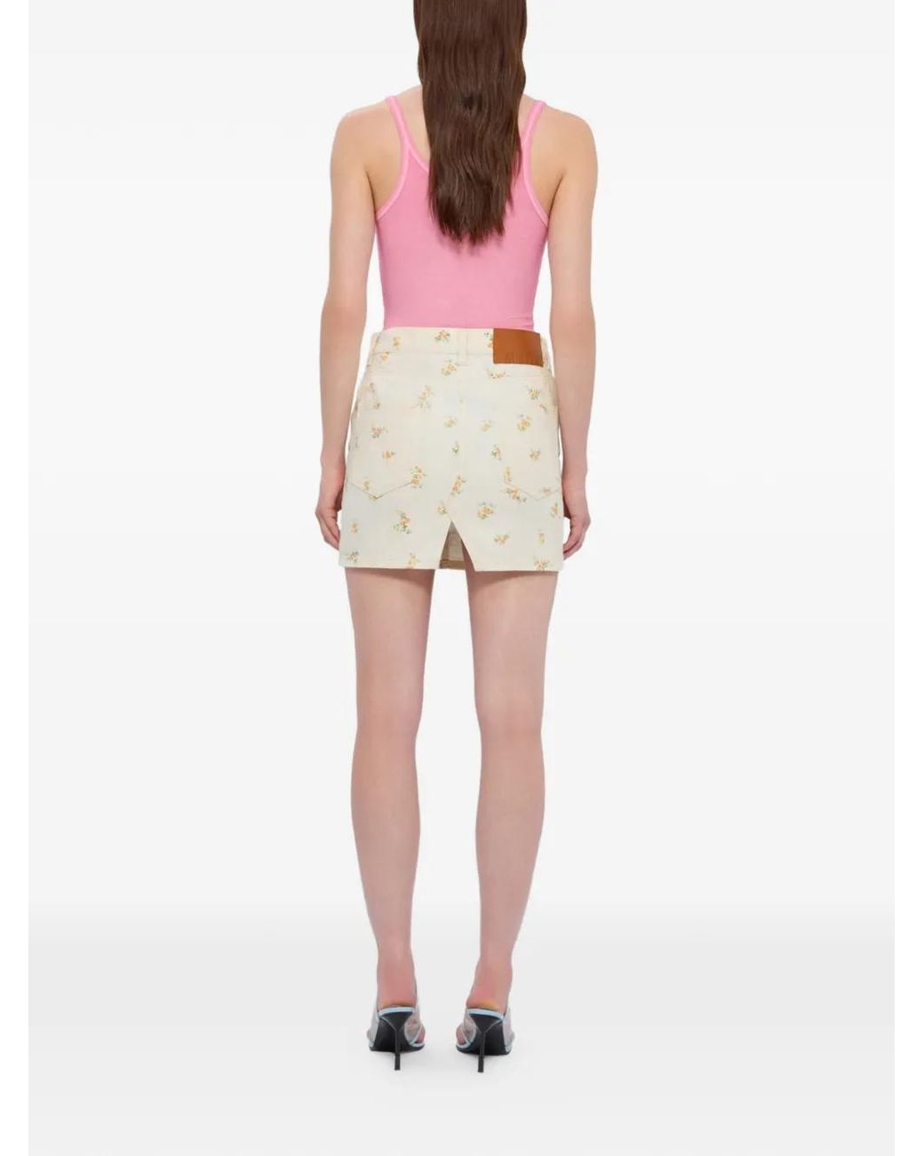 MSGM Natural Floral-Print Mini Skirt