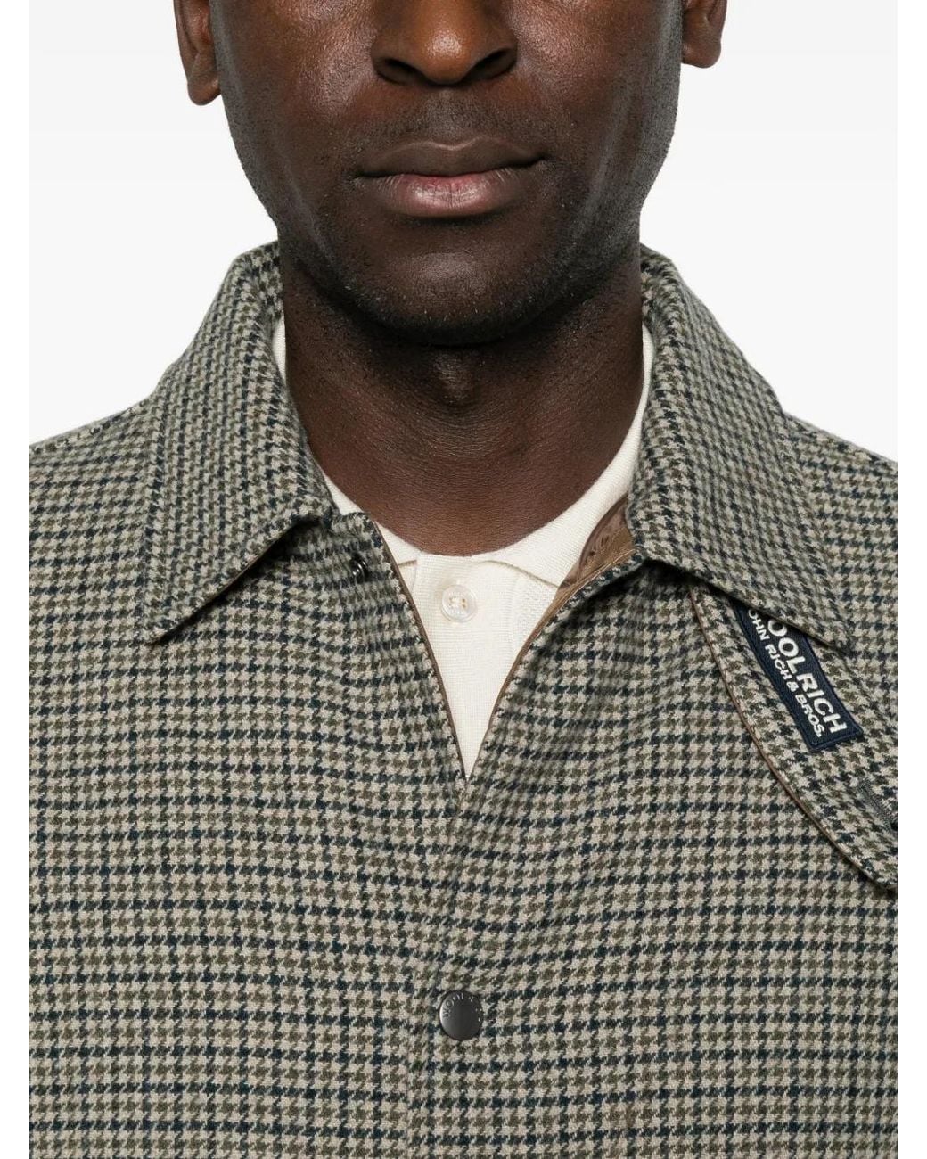 Woolrich Gray Houndstooth Wool Jacket for men