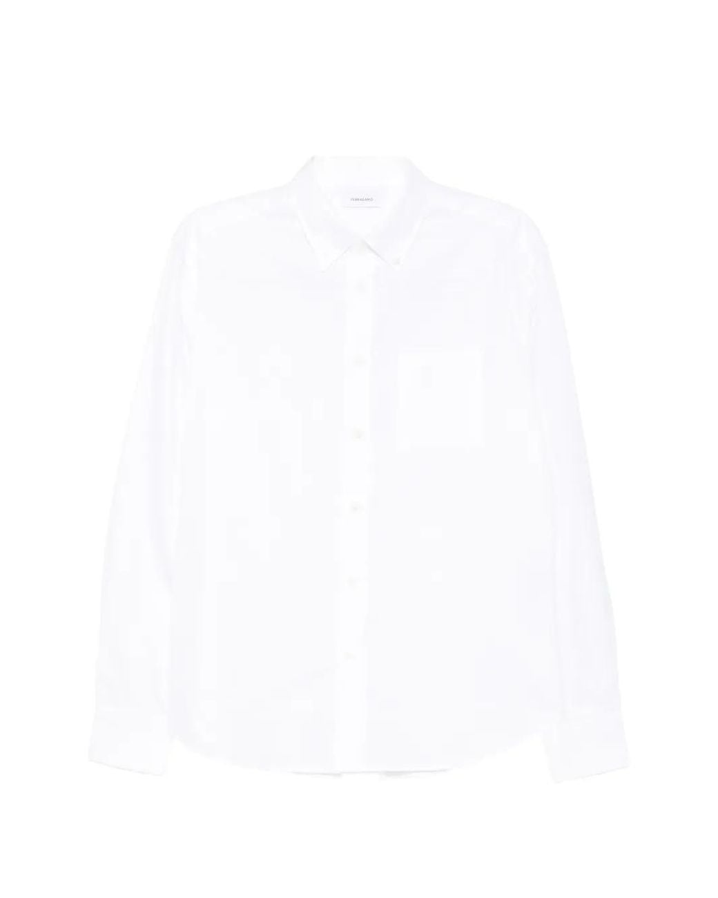 Ferragamo White Button-Down Monogram-Print Shirt for men