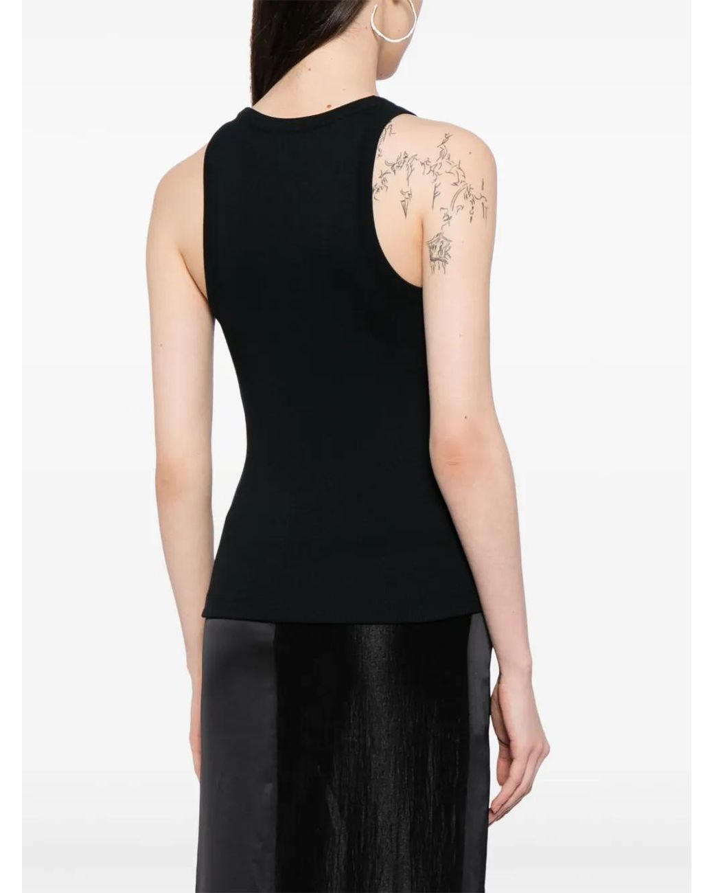 Vince Black Ribbed-Knit Sleeveless Tank Top