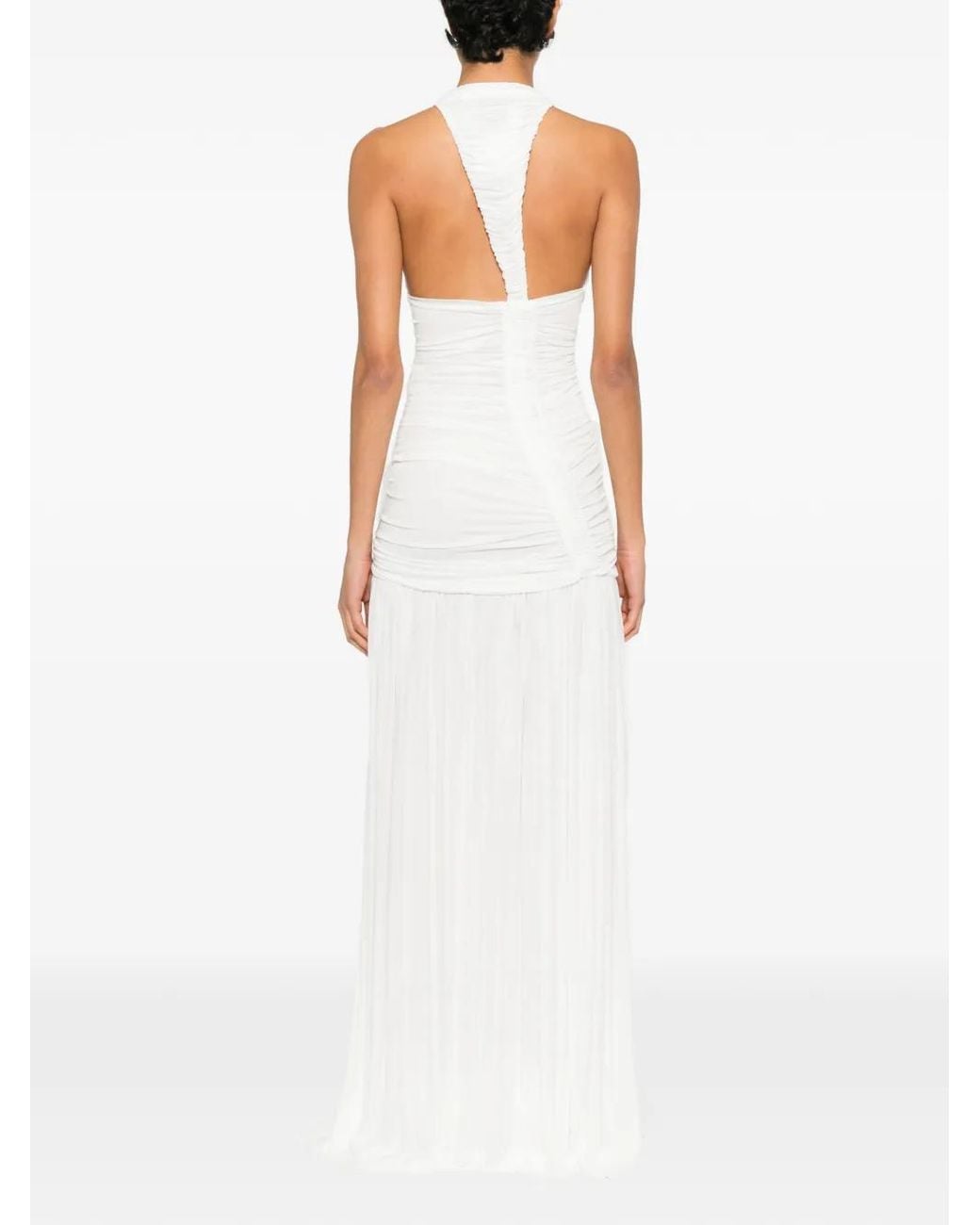 Christopher Esber White Orion V-Neck Pleated Maxi Dress