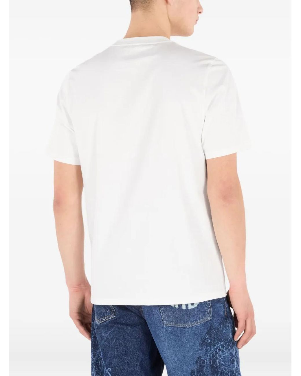 Roberto Cavalli White Embroidered-Logo T-Shirt for men