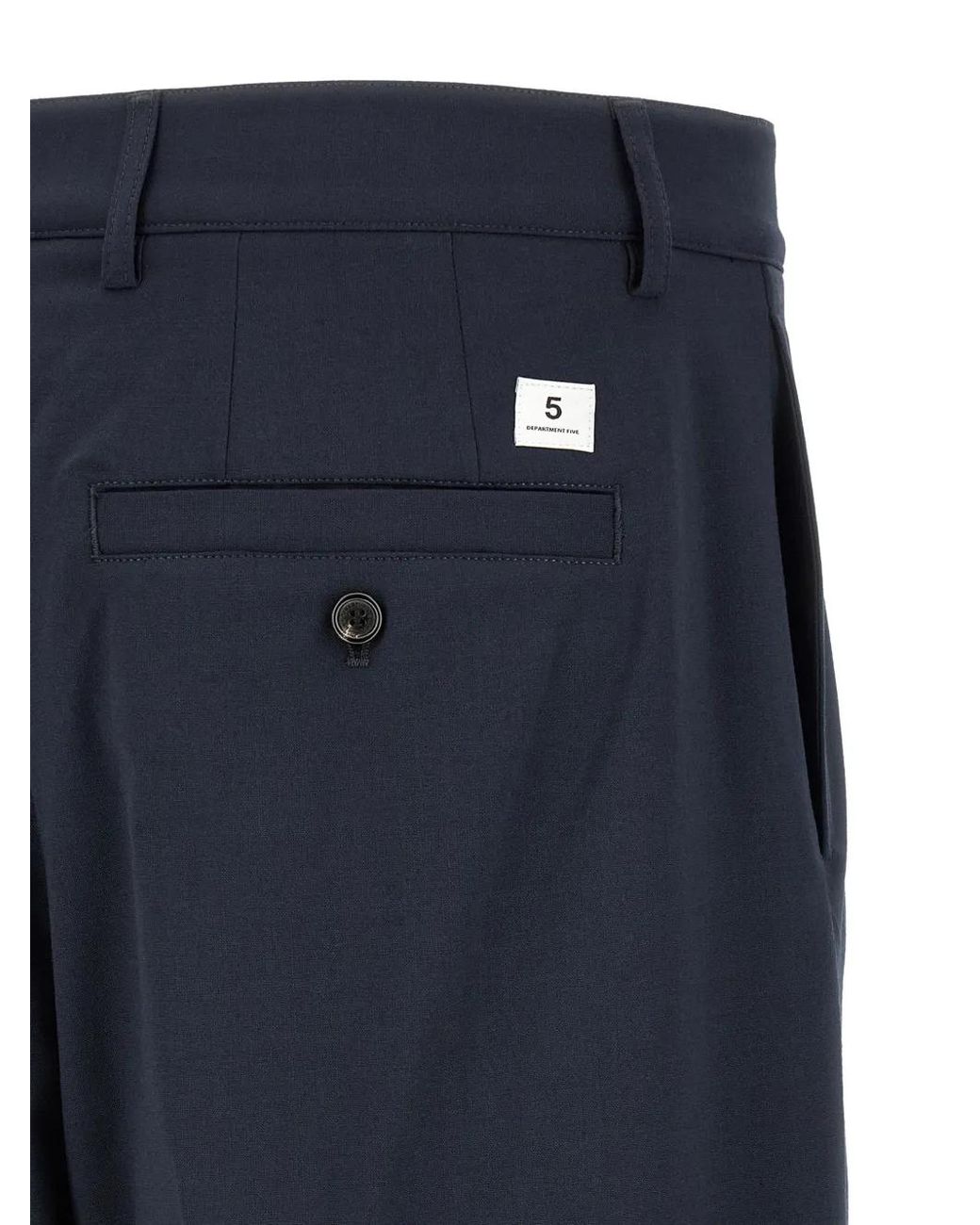 Department 5 Blue Double Pleats Straight Trousers for men