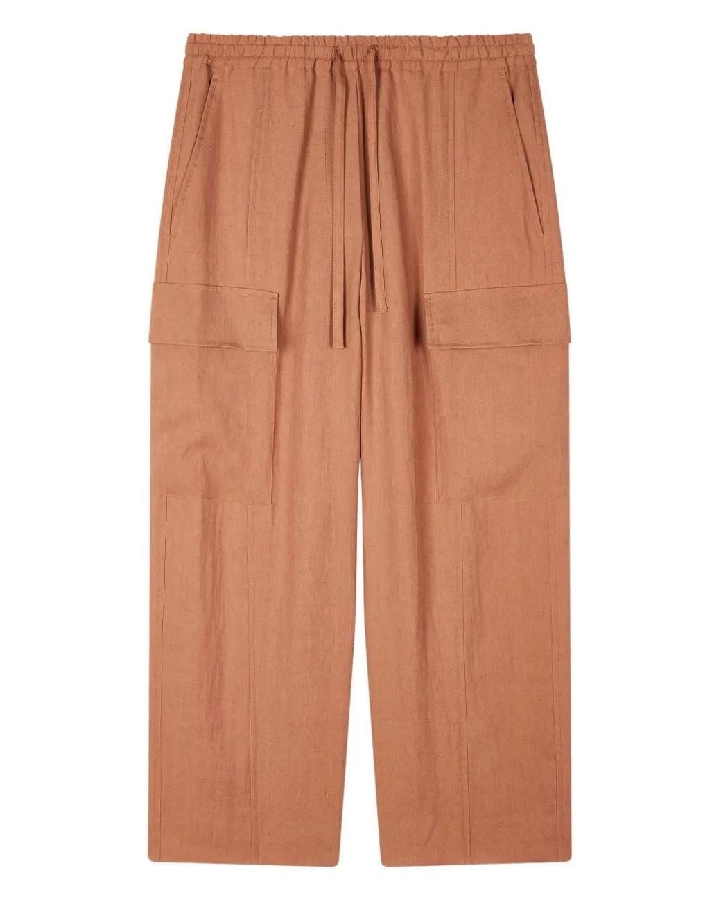 Paul Smith Brown Cargo-Pocket Linen Trousers