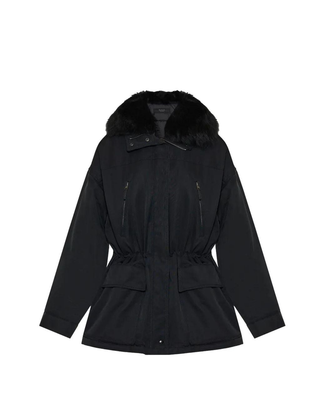 Gucci Black Technical Cotton Faille Jacket With Shearling