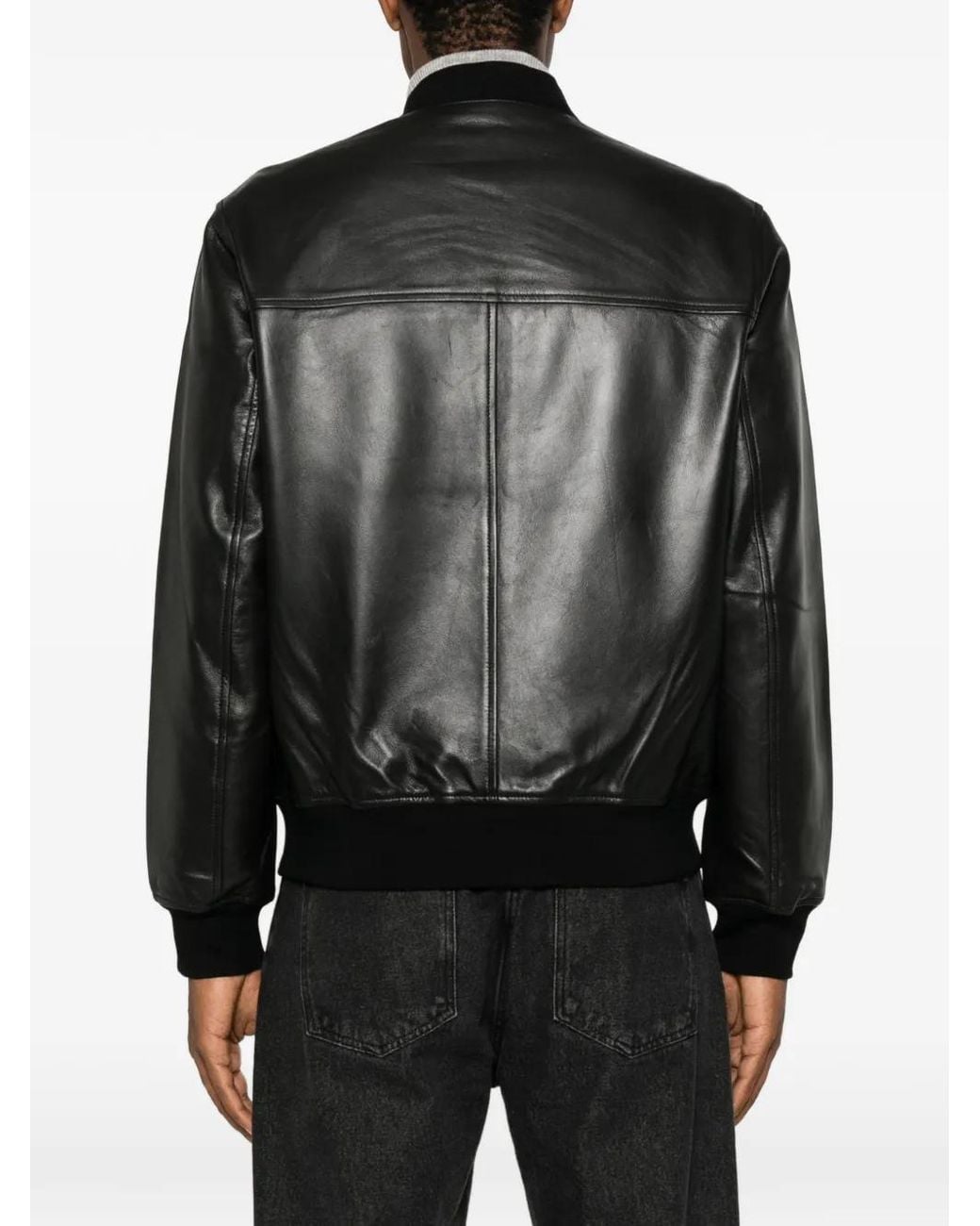 Sandro Black Veste En Cuir À Fermeture Zippée for men
