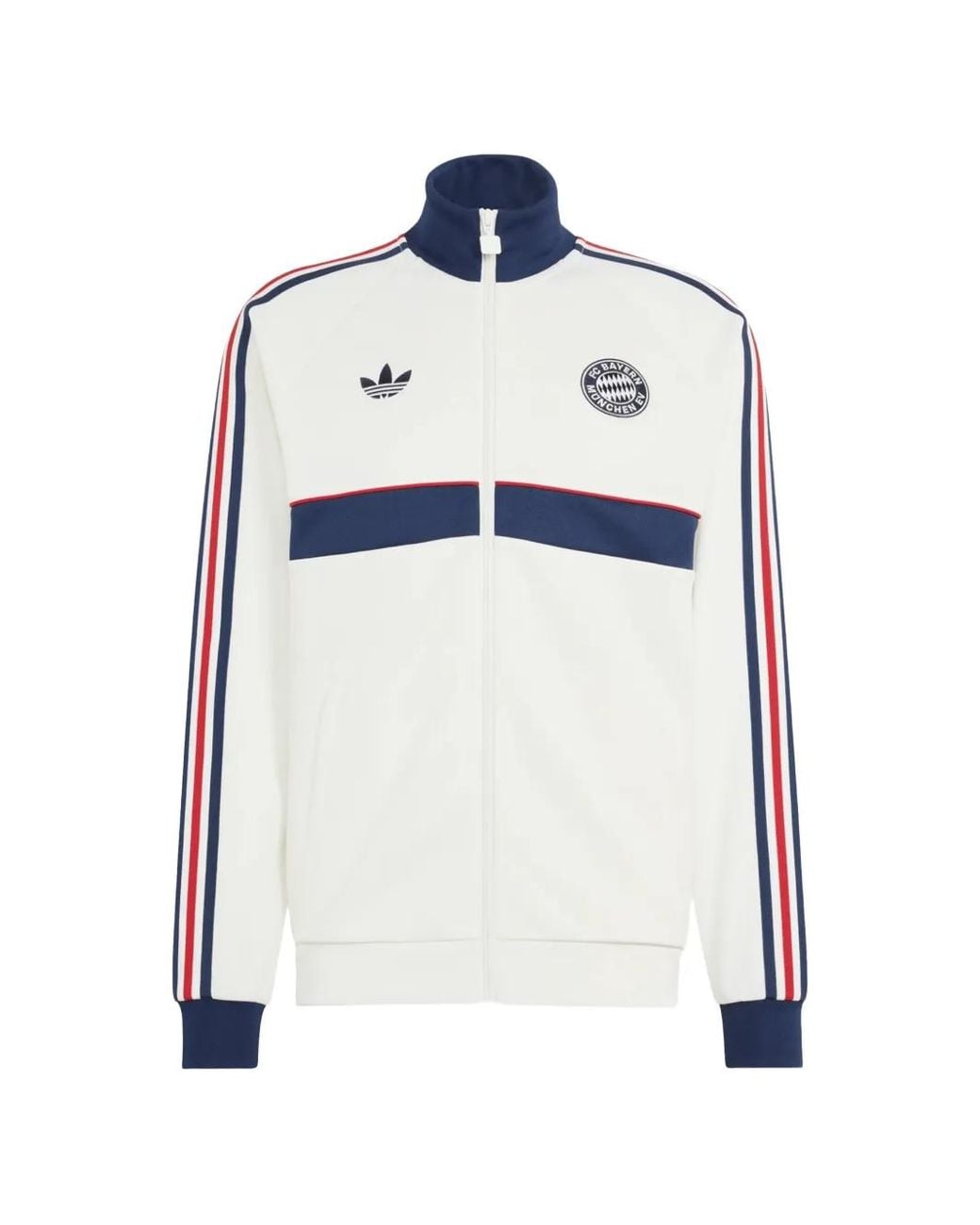 Adidas White Fc Bayern München Zip-Up Bomber Jacket for men