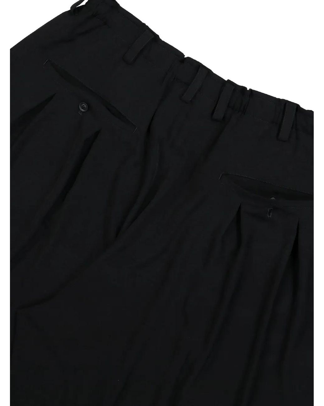 Yohji Yamamoto Black Pleated Tailored Shorts for men