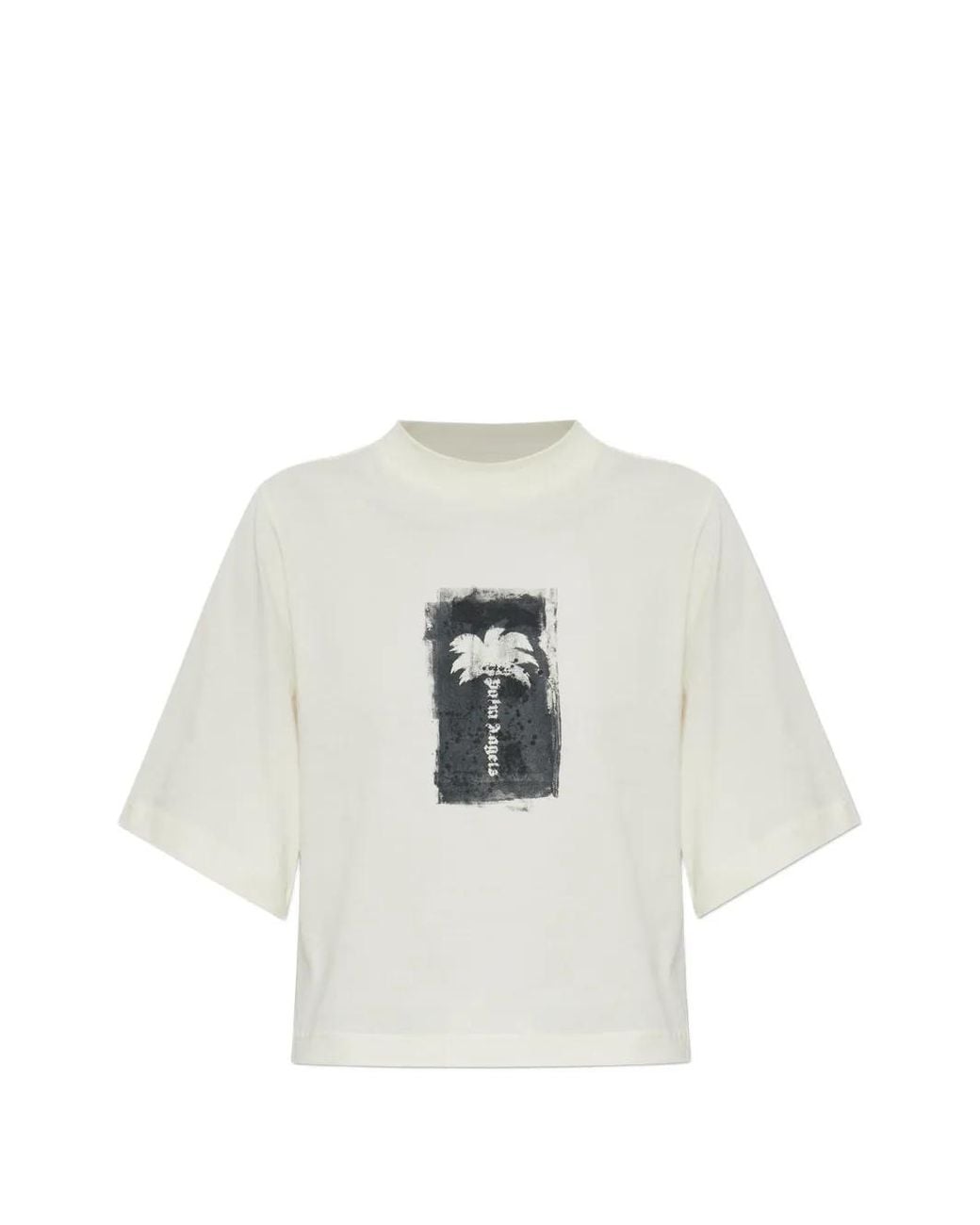 Palm Angels White Palm Tree Cropped T-Shirt