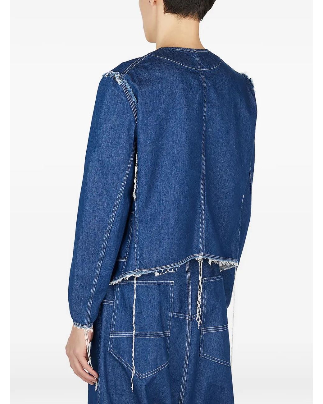 Sulvam Blue Asymmetric Denim Jacket for men