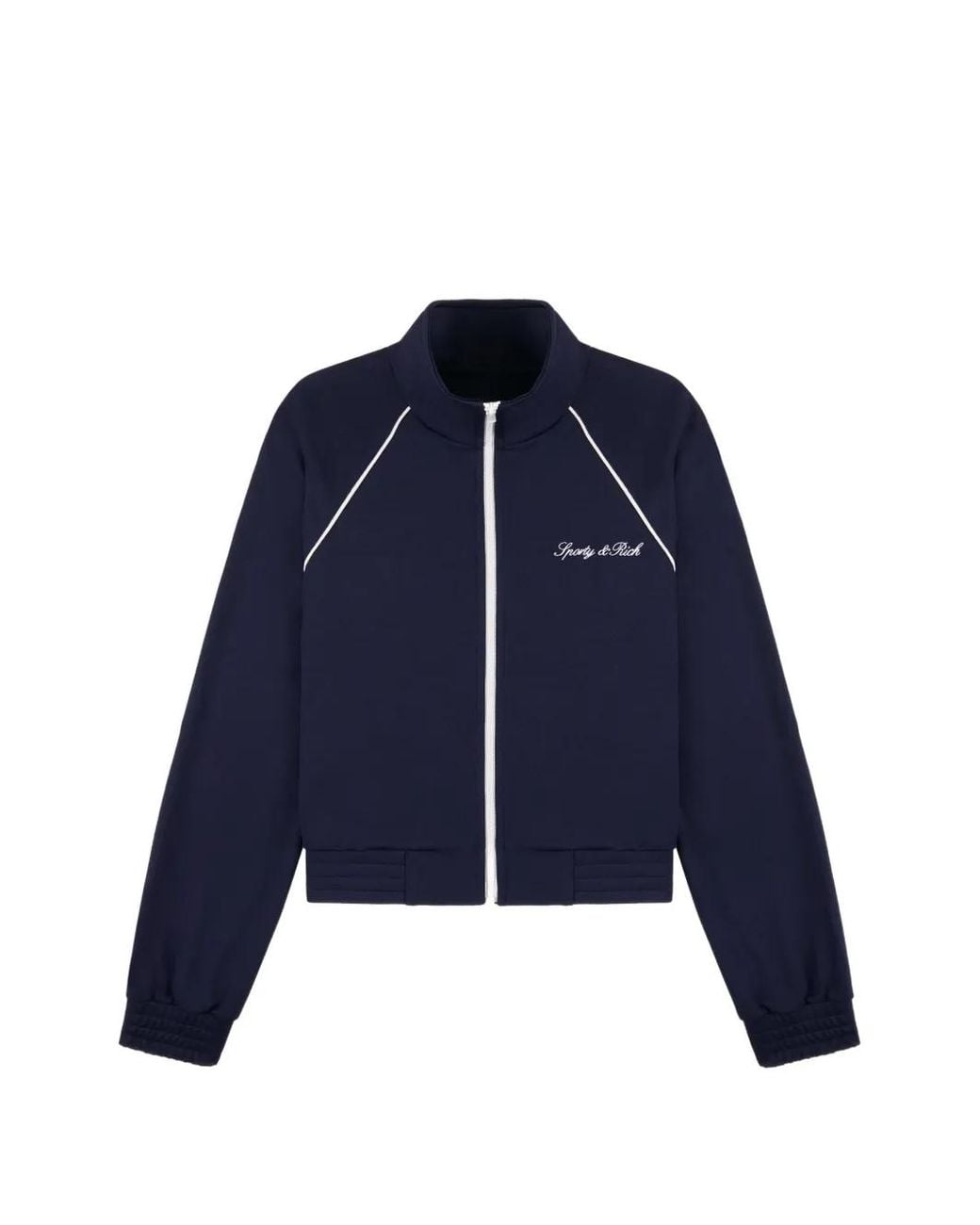 Sporty & Rich Blue Logo-Embroidered Piping Track Jacket for men