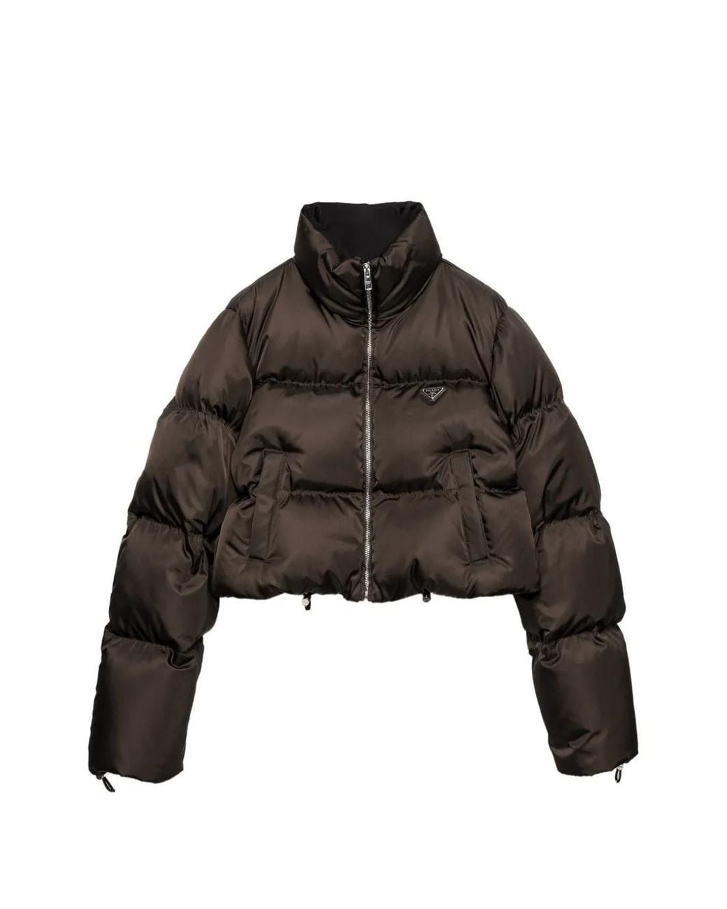 Prada Black Doudoune Crop En Re-Nylon
