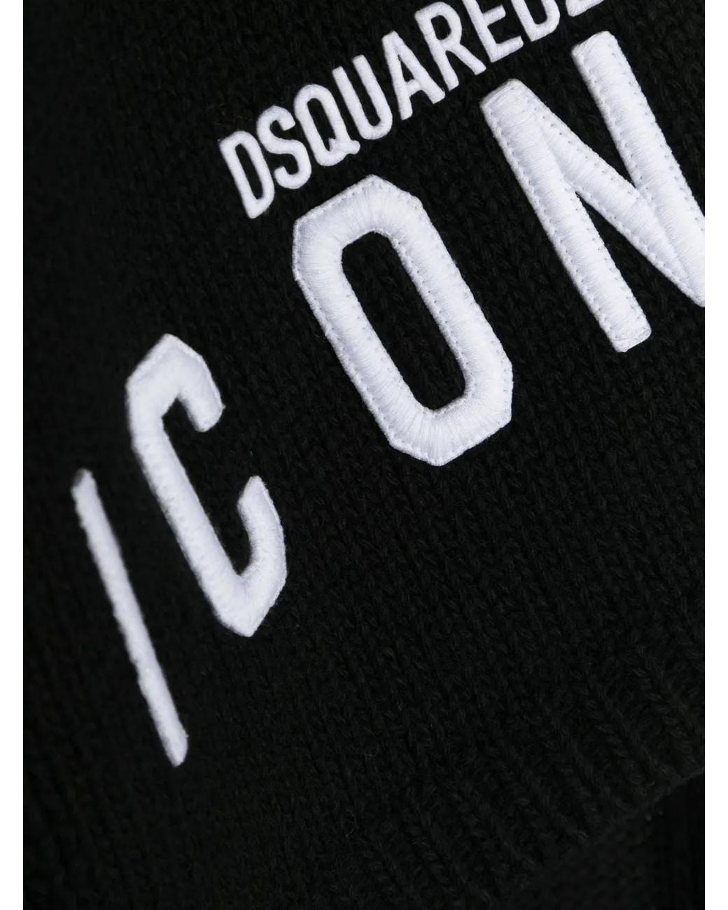 DSquared² Black Logo-Appliqué Knitted Scarf for men