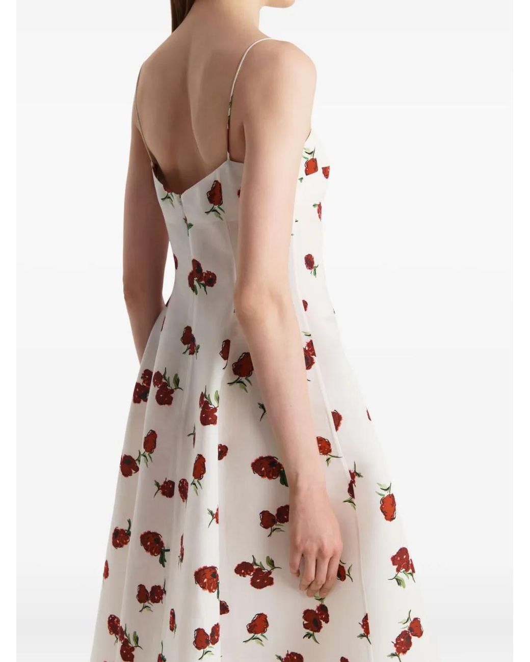 Khaite White Isabella Floral-Print Midi Dress