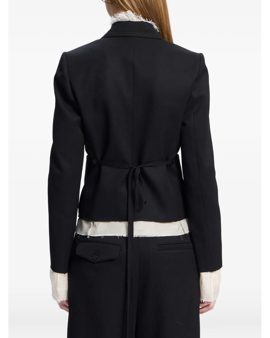Ann Demeulemeester Black Logo-Patch Worsted-Wool Jacket