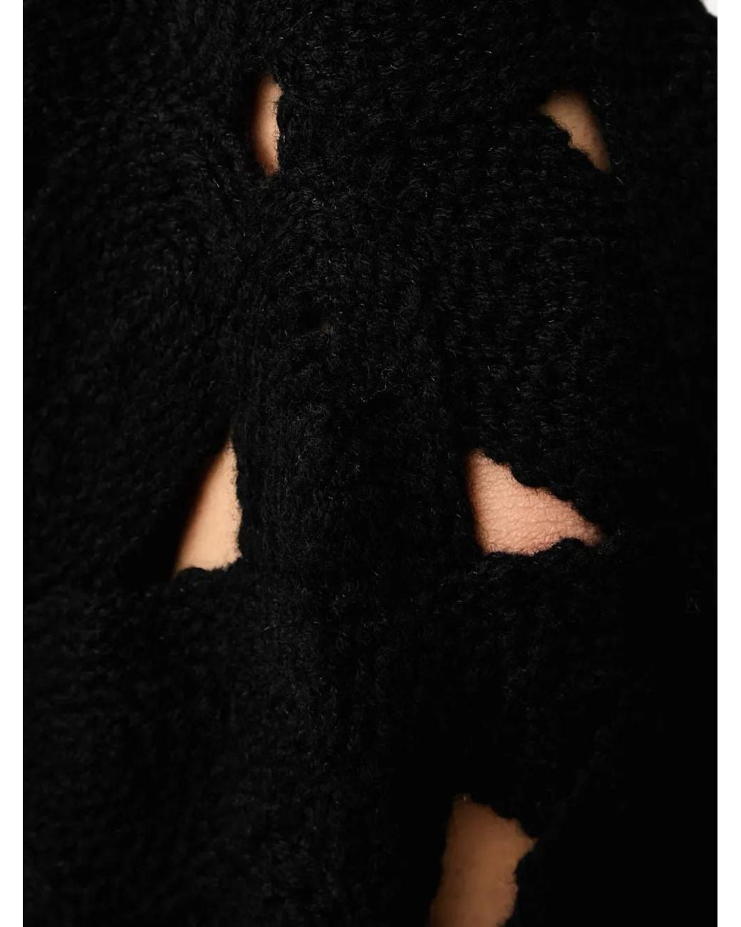 Fracomina Black Cut-Out Chunky-Knit Cardigan