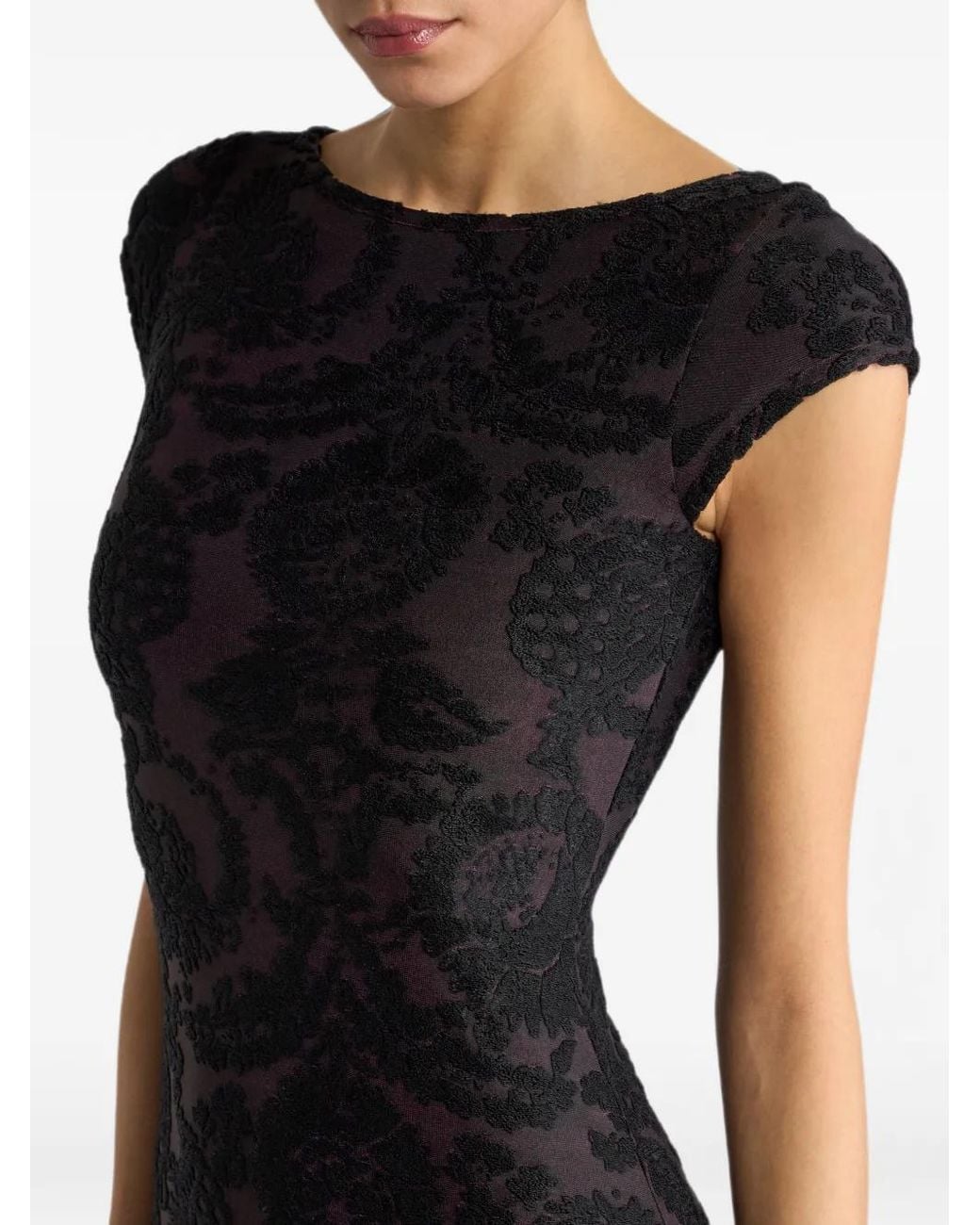 Etro Black Chenille Jacquard Midi Dress With Paisley Foliage Motif