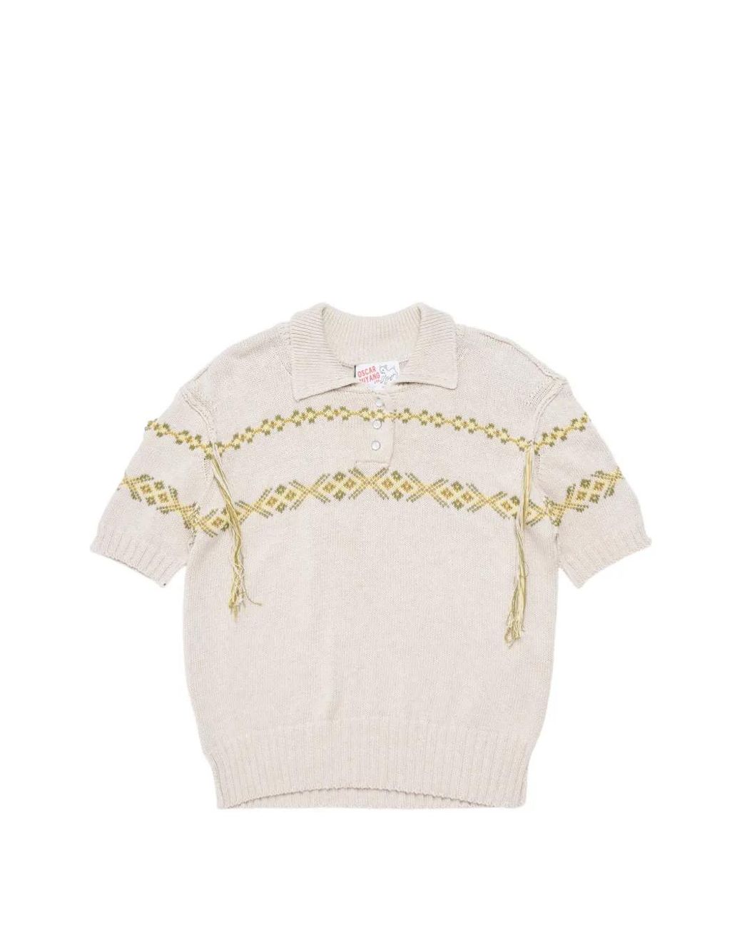 Oscar Ouyang White Fair Isle Short-Sleeve Polo Shirt for men