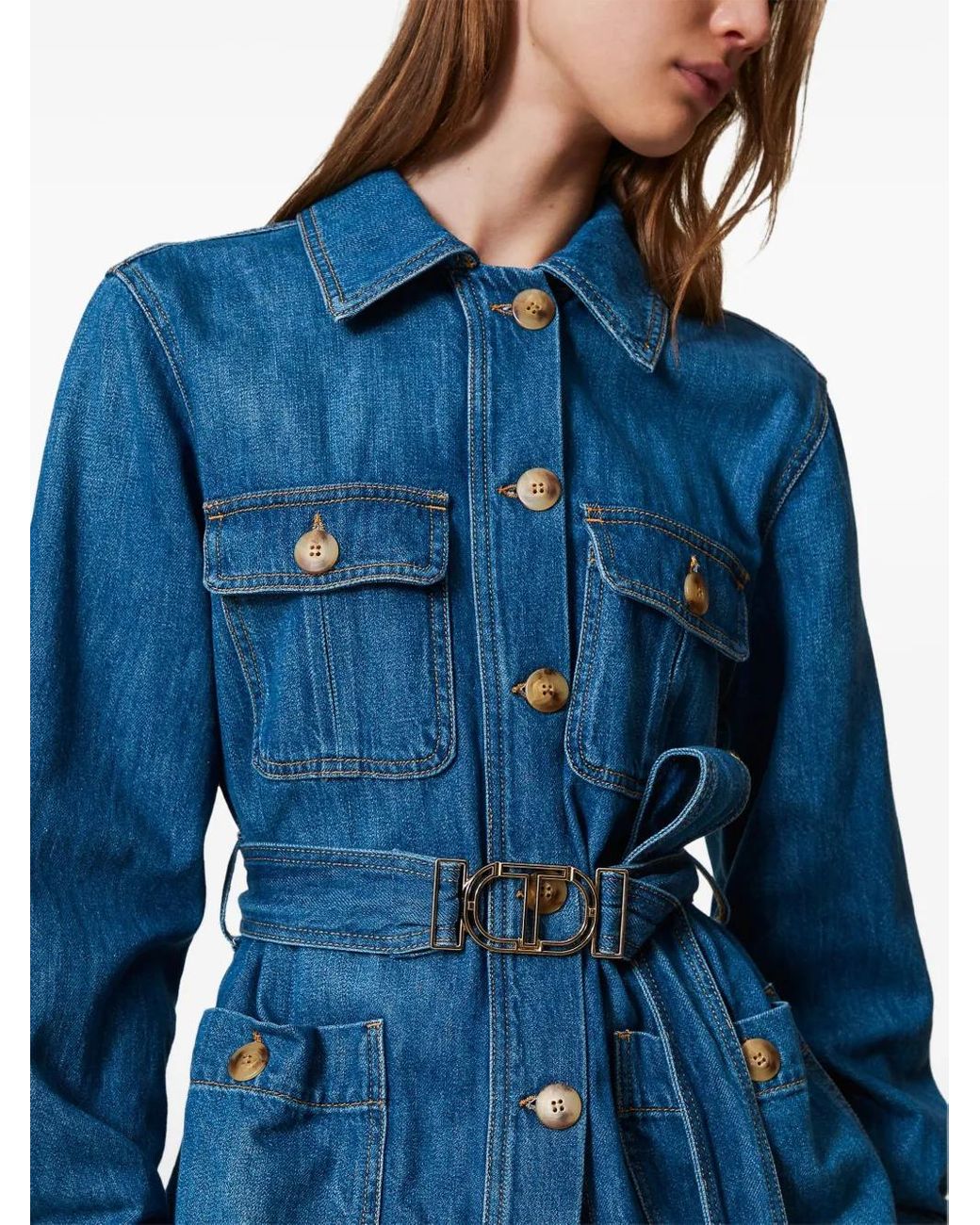 Twinset Blue Safari Denim Jacket