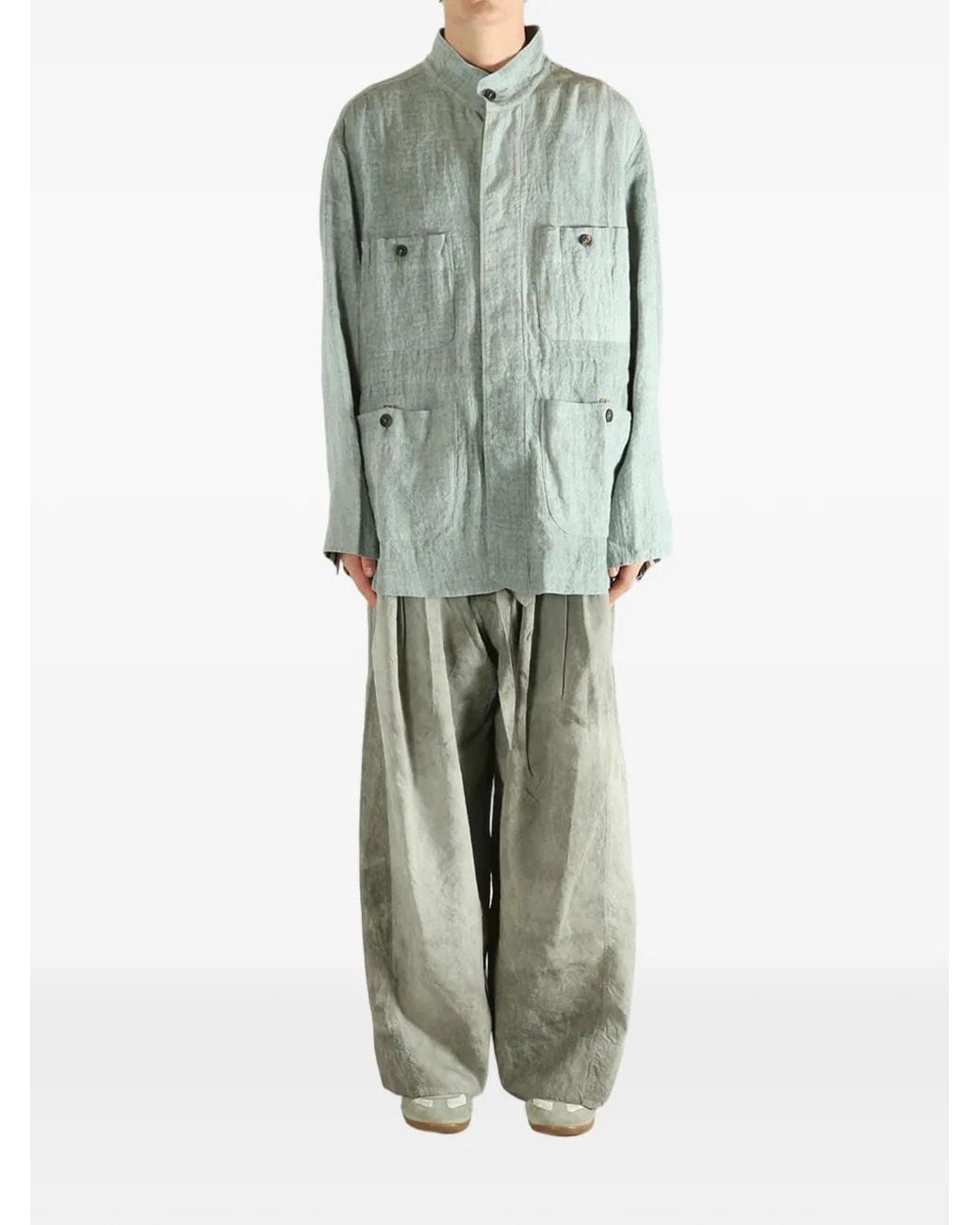 Ziggy Chen Blue Linen Shirt Jacket for men