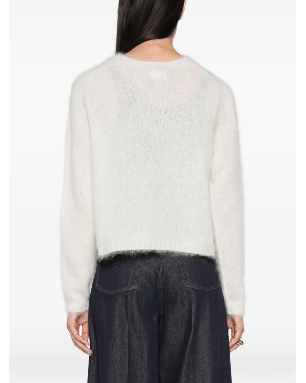 Max Mara White Brushed-Knit Sweater