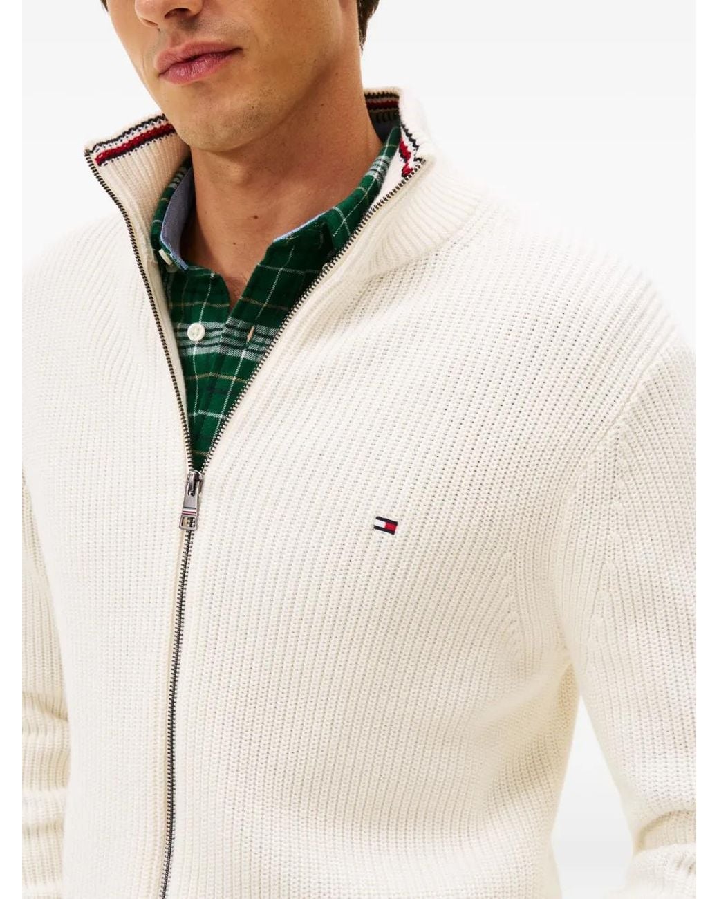 Tommy Hilfiger Natural Zip Ribbed Cardigan for men