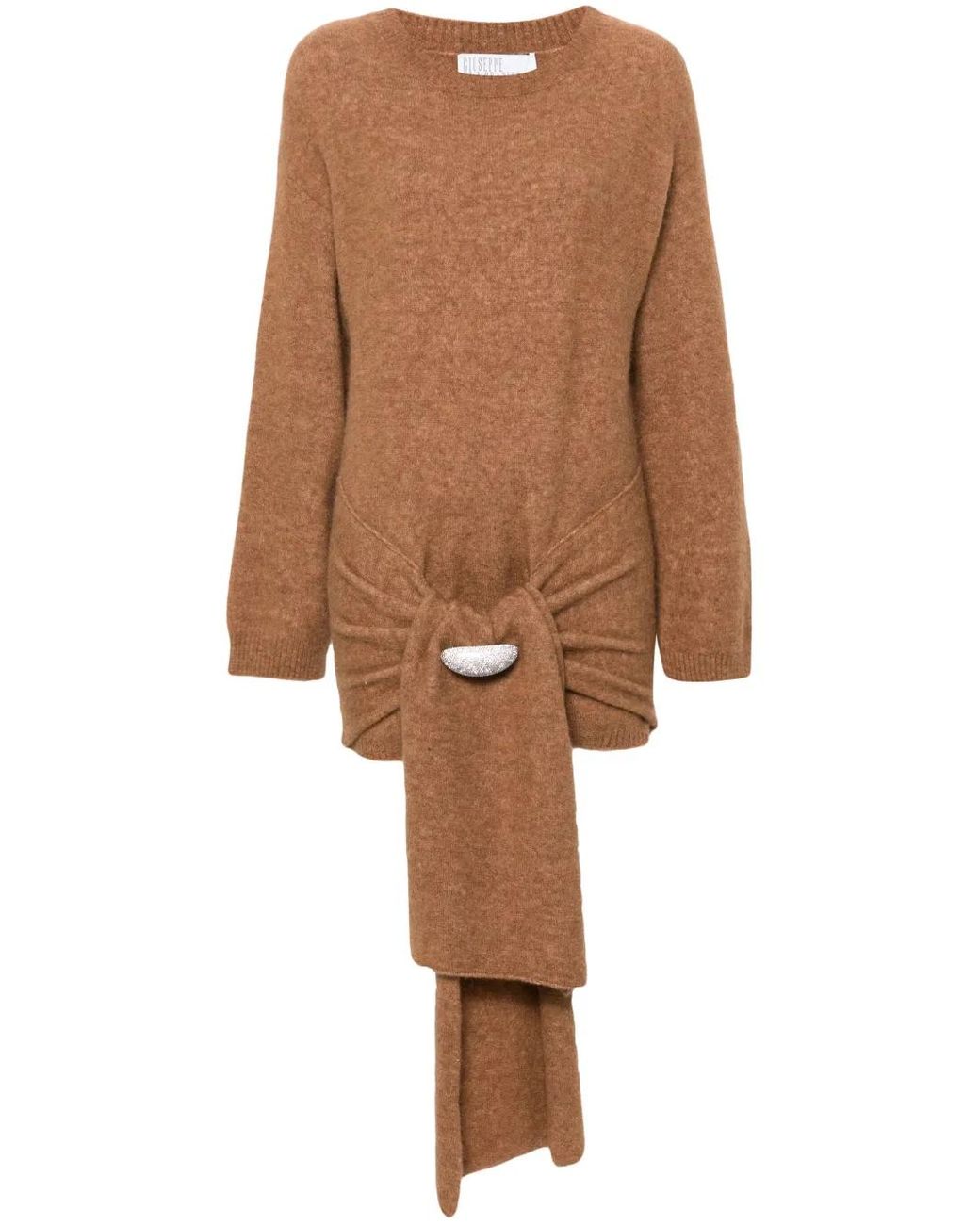 GIUSEPPE DI MORABITO Brown Brooch-Detail Mini Dress
