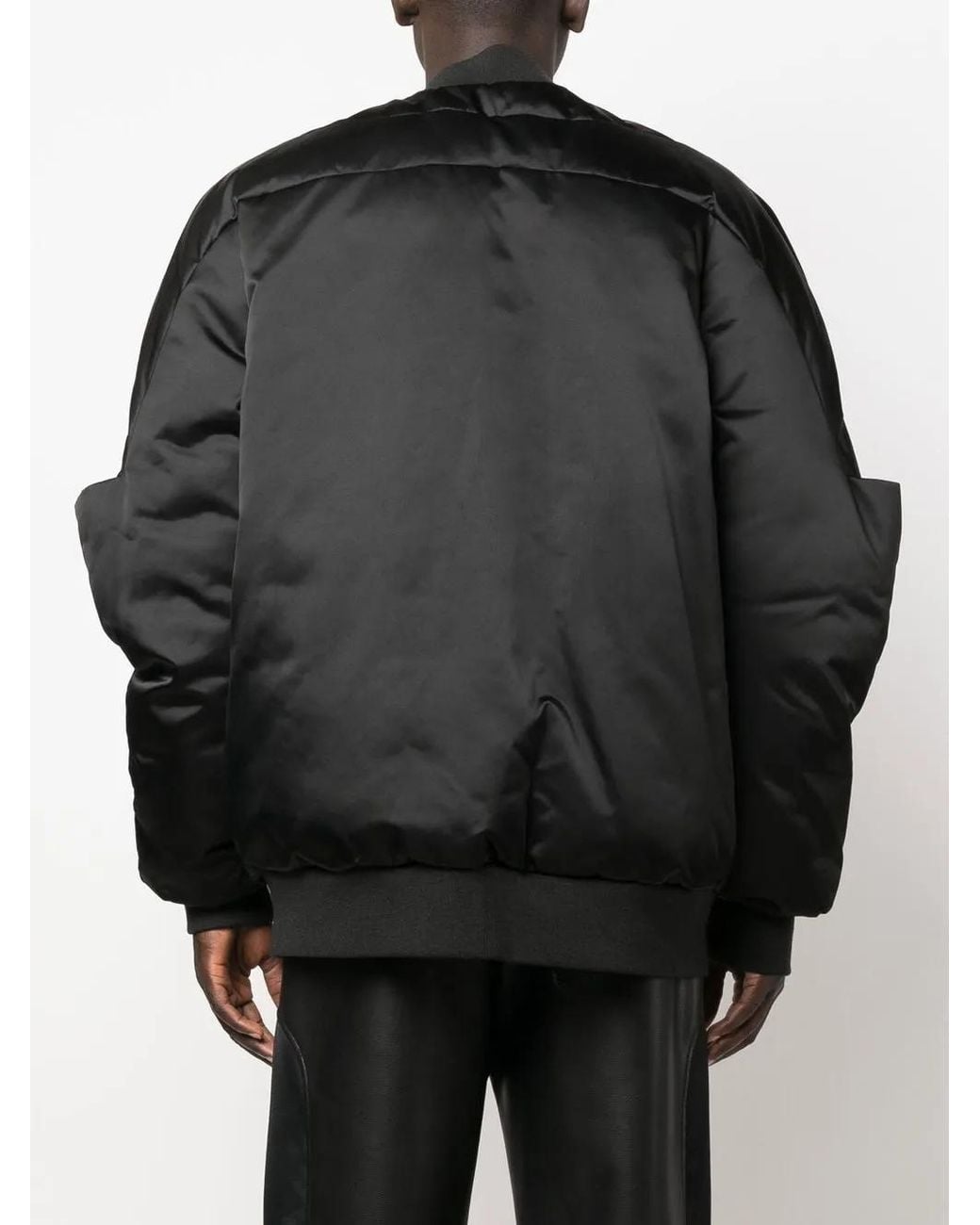 Rick Owens Black Gridered Goose-Down Bomber Jacket for men