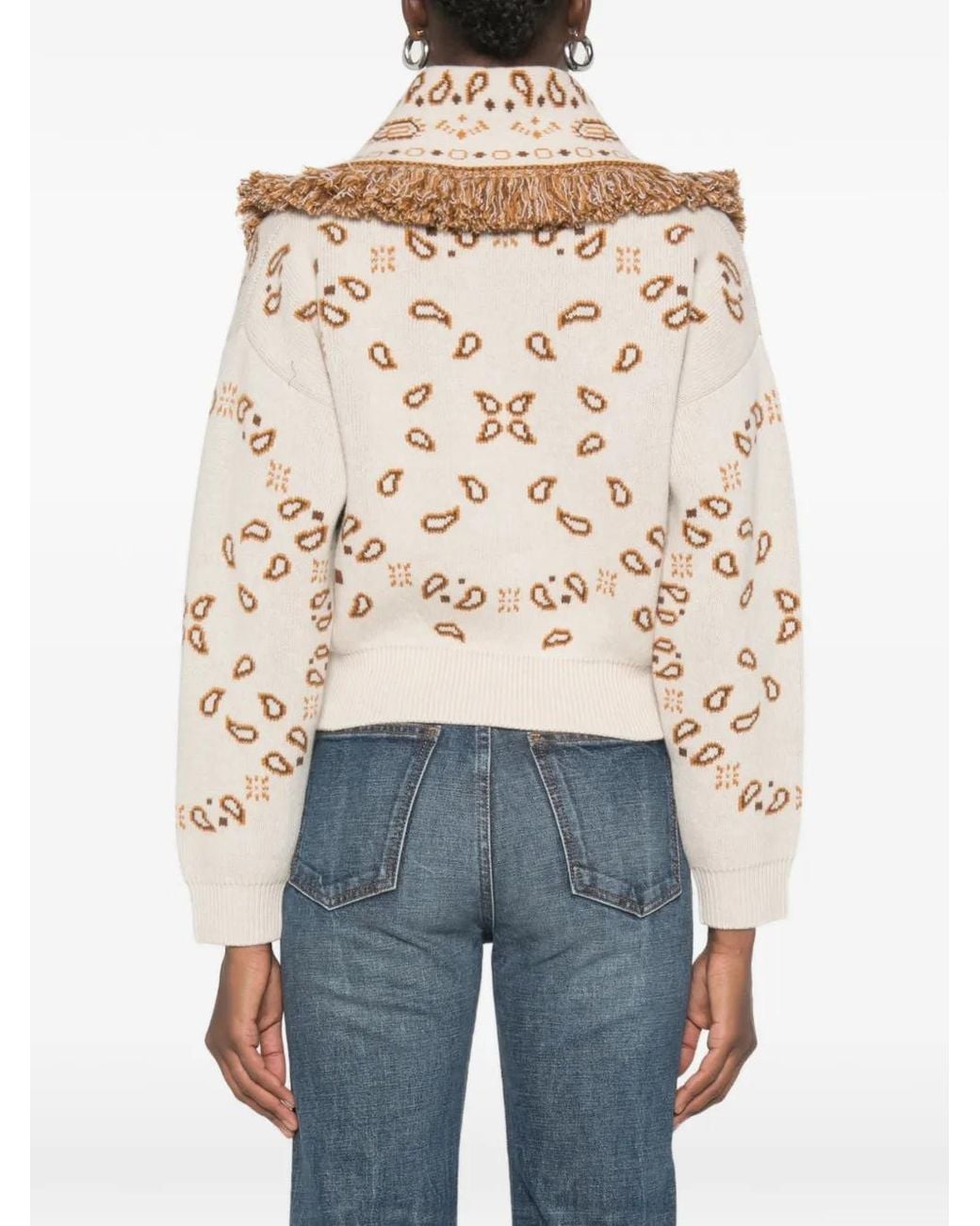 Alanui Natural Paisley-Pattern Fringed Jacket
