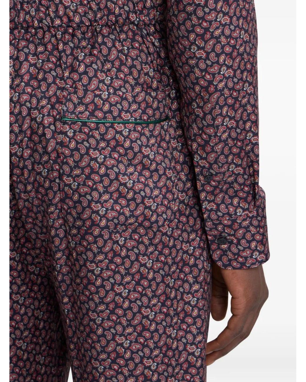 Etro Blue Trousers With Micro Paisley Motif for men