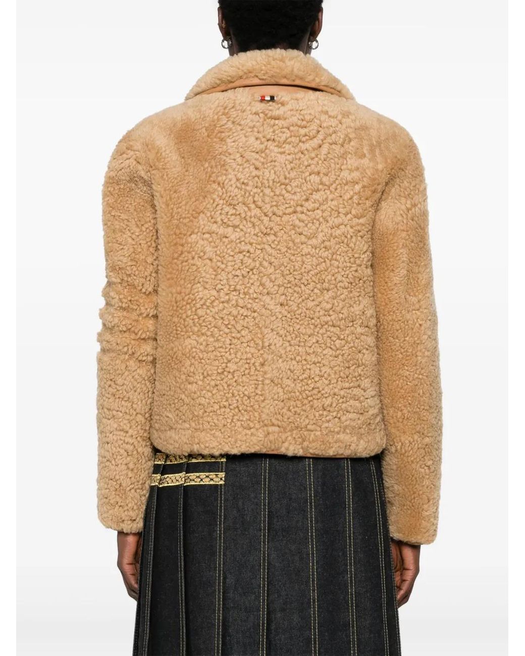 Thom Browne Brown Button-Up Shearling Jacket