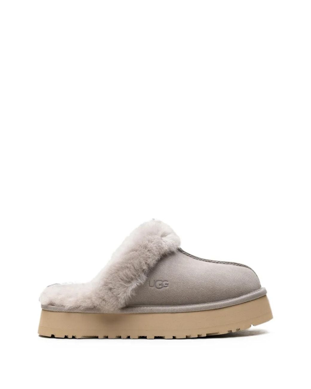 Ugg Gray Mules Disquette À Finitions En Peau Lainée