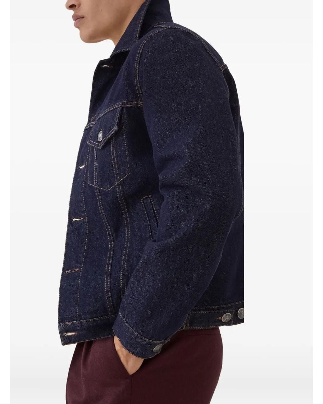 Brunello Cucinelli Blue Cotton Denim Jacket for men