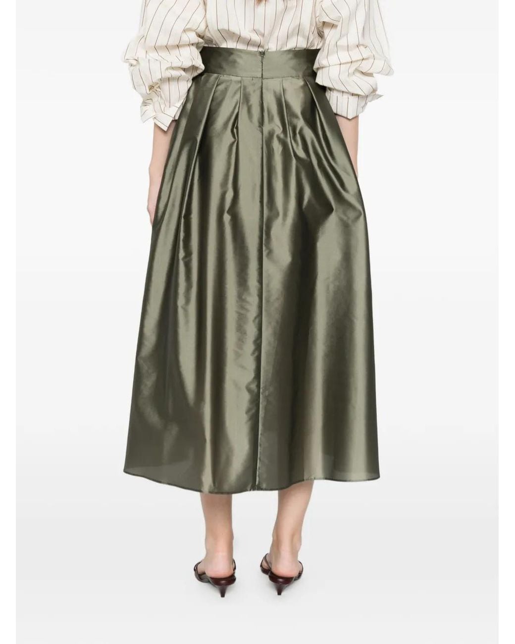 Max Mara Green Pleated Skirt