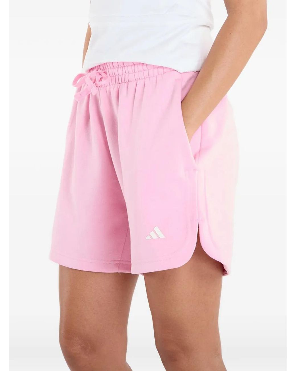 Adidas Pink Logo-Print Drawstring Shorts