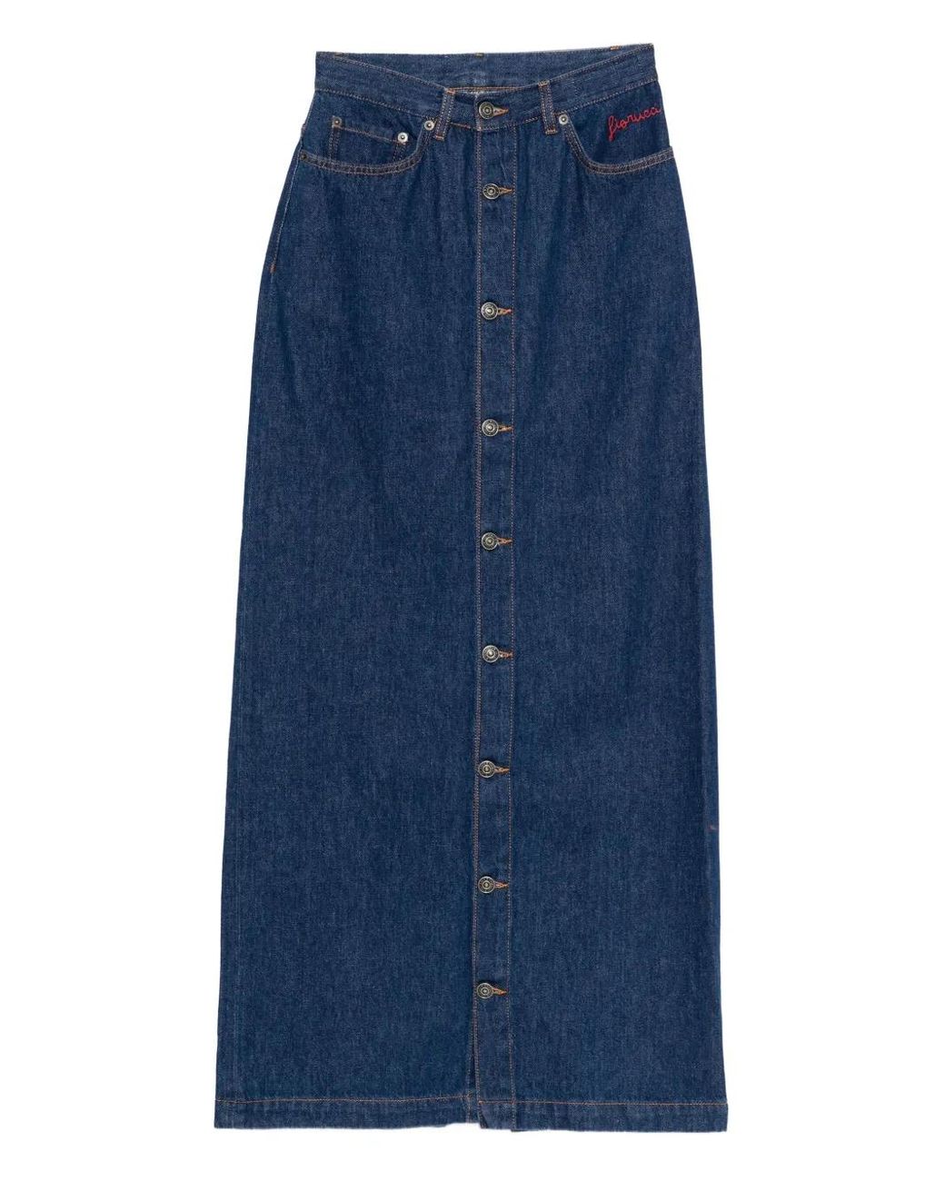 Fiorucci Blue Button-Front Denim Skirt