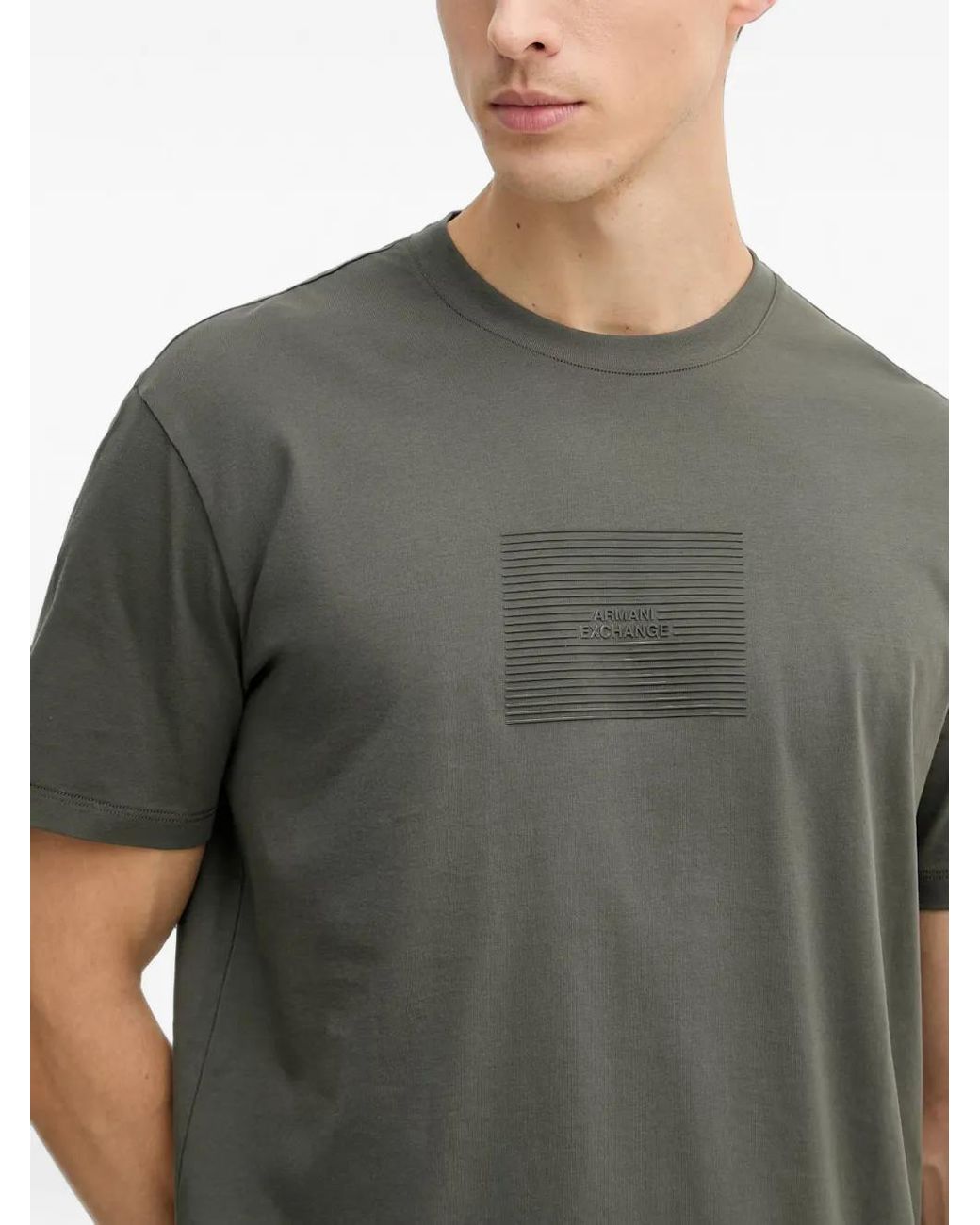 ARMANI EXCHANGE Gray Logo-Print Short-Sleeved T-Shirt for men