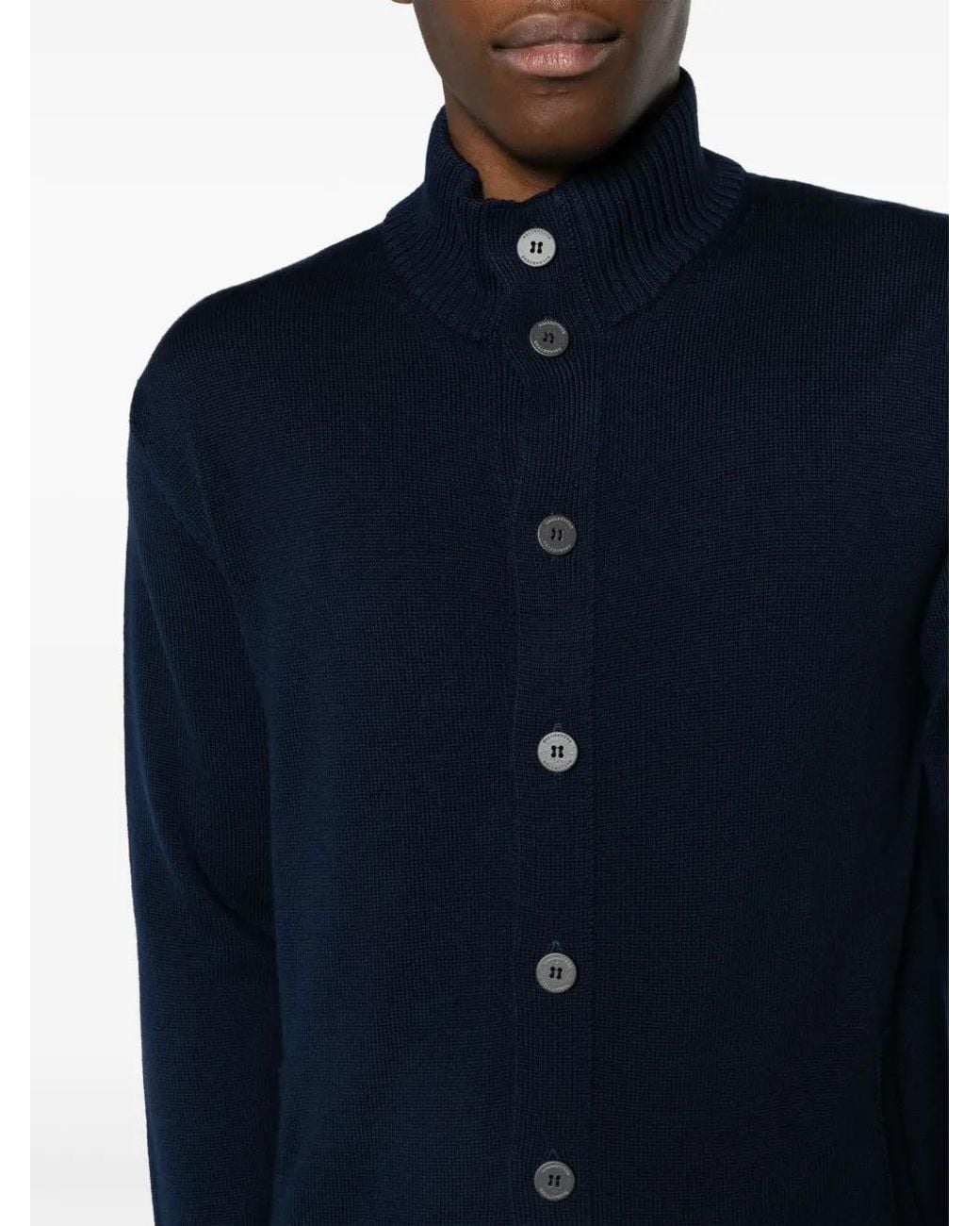 Ballantyne Blue High-Neck Wool Cardigan for men