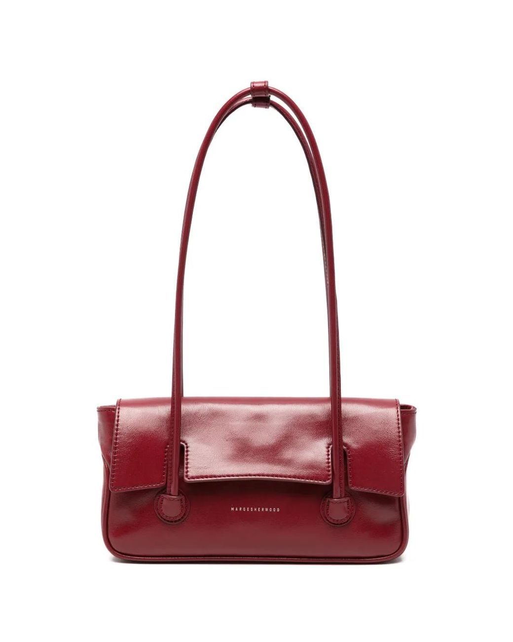 MARGE SHERWOOD Red Foldover-Top Leather Shoulder Bag